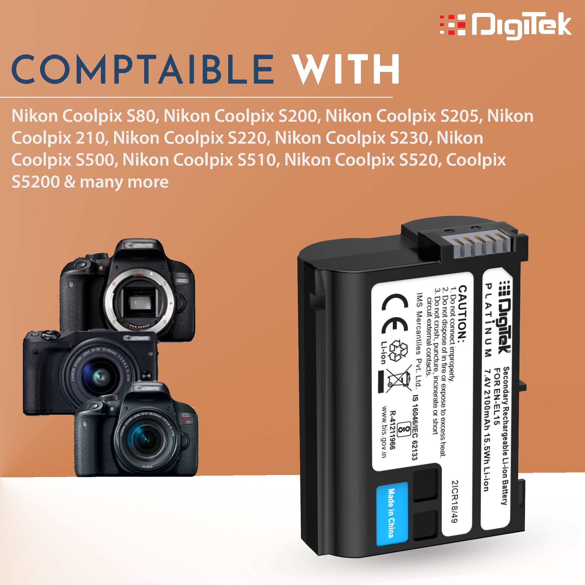 Digitek (ENEL-15 Platinum) Rechargeable Battery for Nikon
