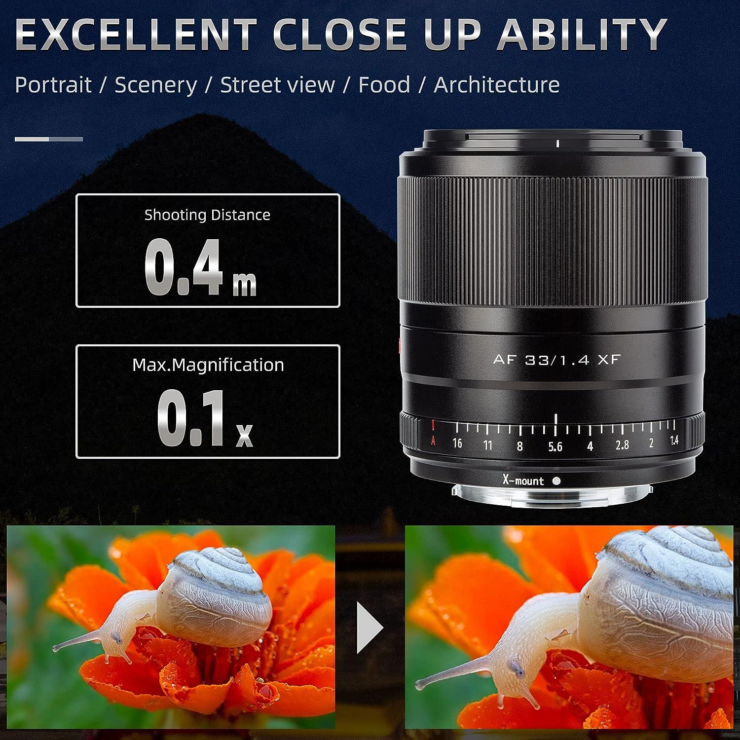 VILTROX 33mm1.4 fujifilm AF 33mm F1.4 XF Auto Focus Fixed Focus Lens for Fujifilm Fuji X-Mount Camera X-T3 X-T2 X-H1 X20 X-T30 X-T20 - Digitek