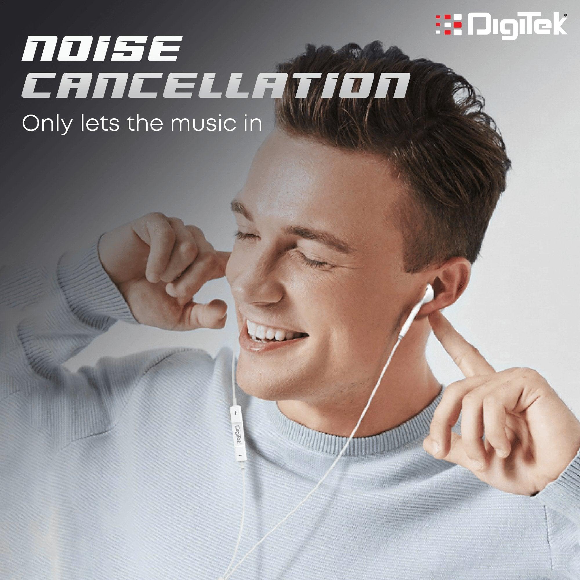 Digitek (DE 044) in-Ear Wired Stereo Earphone DE 044, Built-in Microphone, Tangle Resistant Cable(White) - Digitek