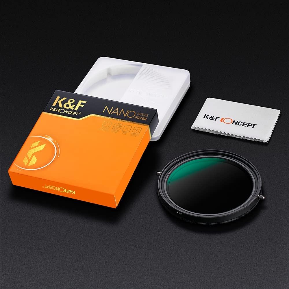 K&F Concept (ND2-ND32 ND Filter & CPL) Variable Fader ND2-ND32 ND Filter and CPL Circular Polarizing Filter 2 in 1 for Camera Lens Nano-X Spot Weather Sealed - Digitek