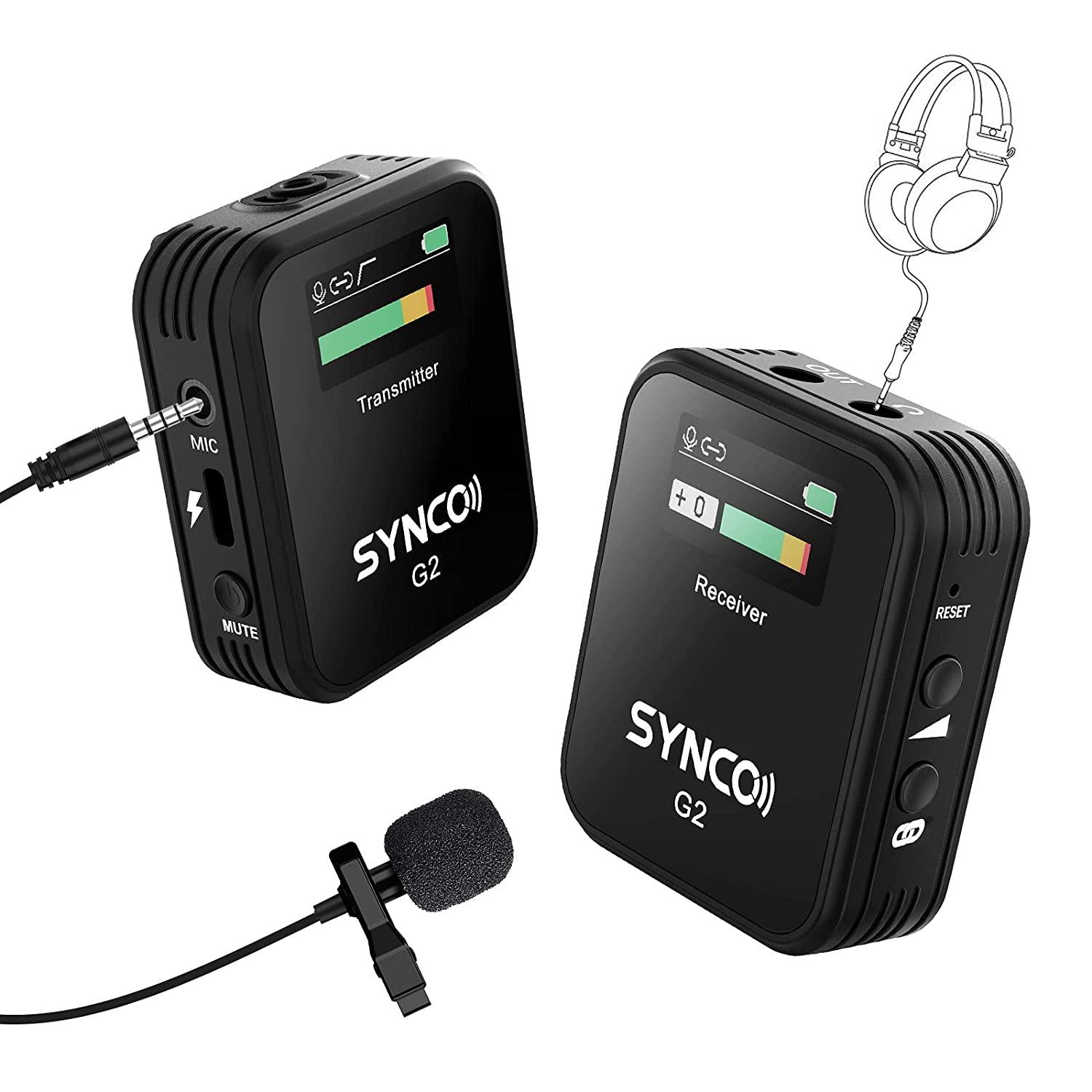 SYNCO Wireless Lavalier Microphone, G2(A2) Pro 2.4G Dual Lapel Mic