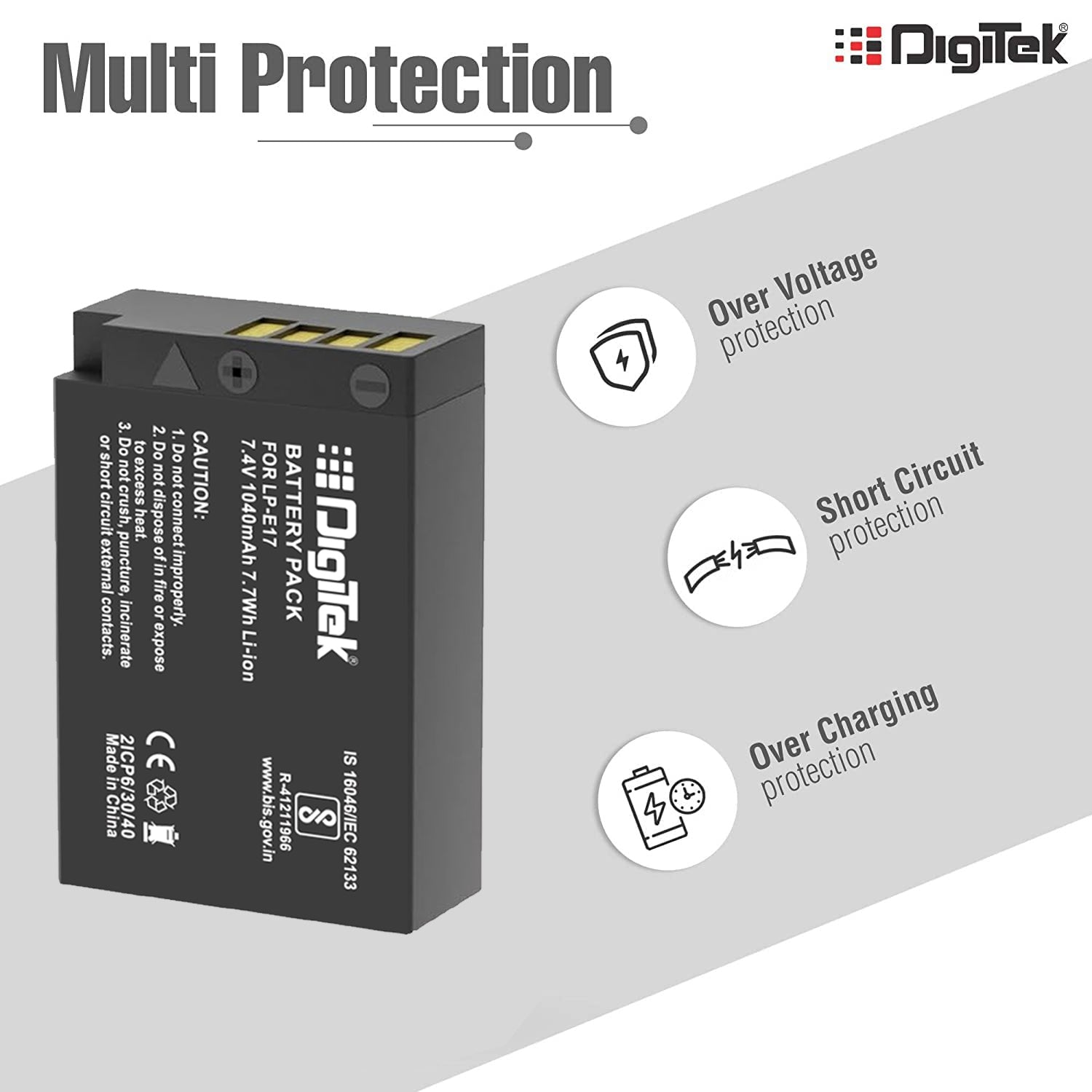 Digitek (LP-E17) Lithium-ion Rechargeable Battery Pack for DSLR Camera, Compatibility - EOS 750D, EOS 760D, EOS 800D, EOS 77D & More - Digitek