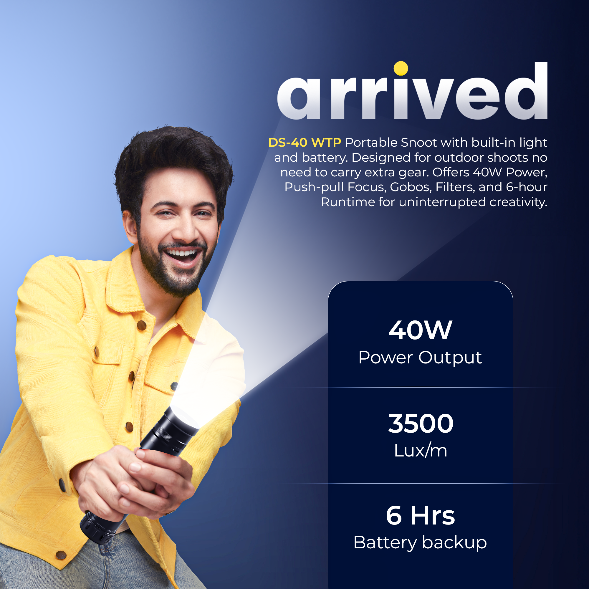 Digitek (DS 40 WTP PRO) Portable Torch Projector Snoot with Dedicated Professional Lens & Push Pull Adjustable Focused Beam, 20 Projection GOBOs