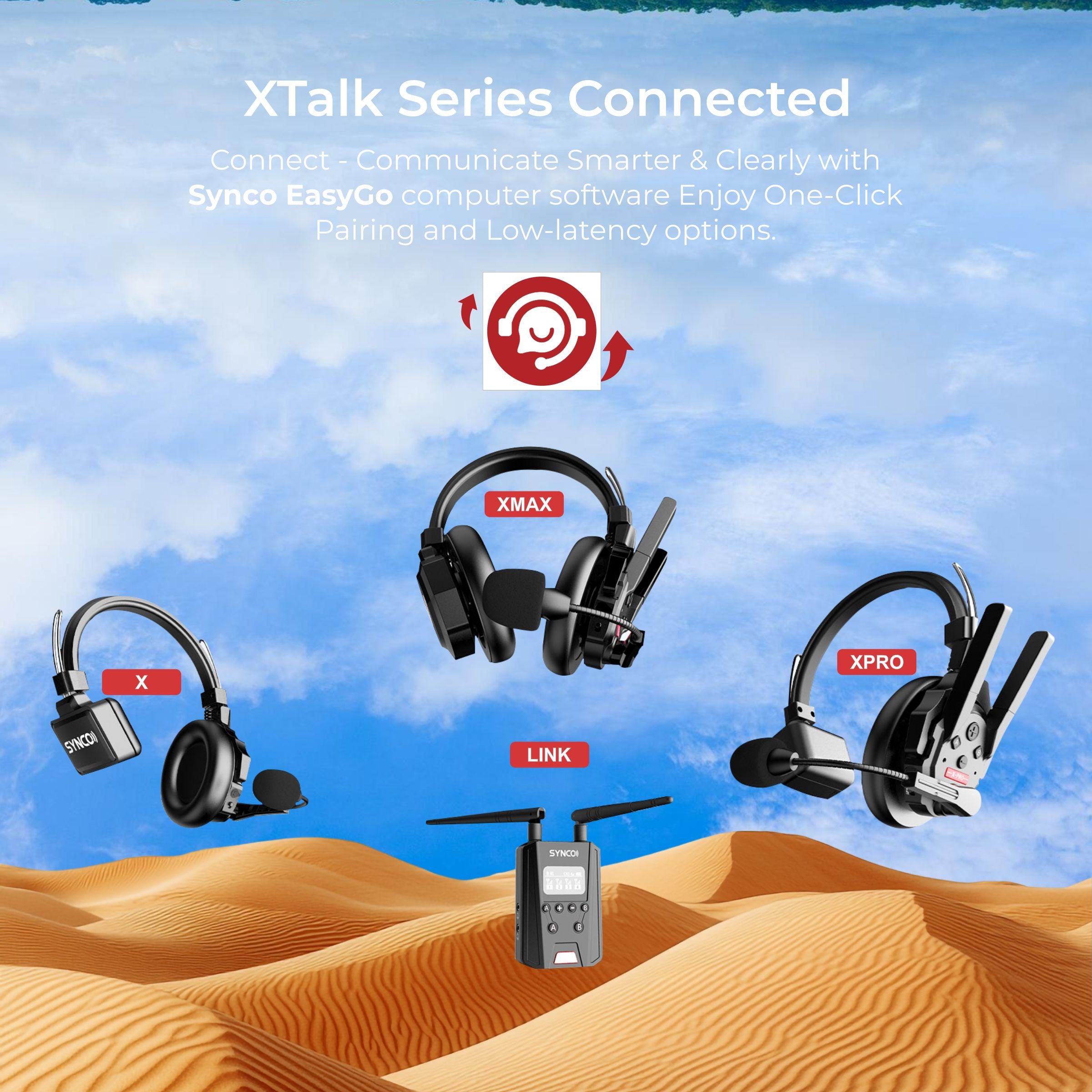 SYNCO Xtalk XMax Wireless Intercom 5 Headset for Immersive Team Communication