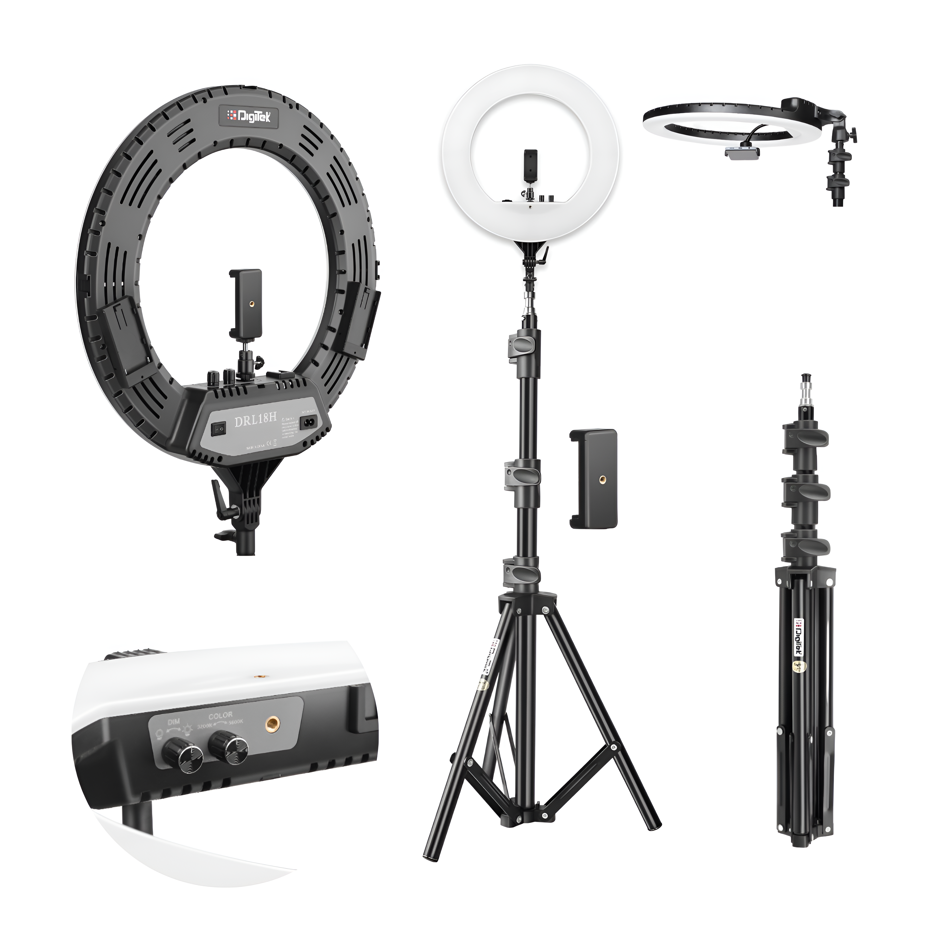 Digitek (DRL-18H C) Professional 46 CM (18" inch) Big LED Ring Light with Stand, 2 color modes Dimmable Lighting