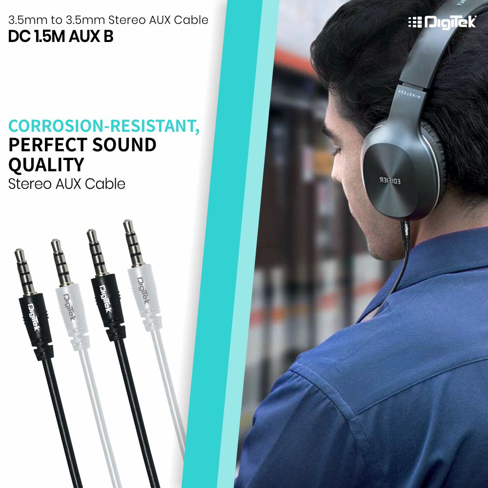 Digitek AUX Cable 1.5m DC 1.5M AUX for Smartphone (Colour May Vary)