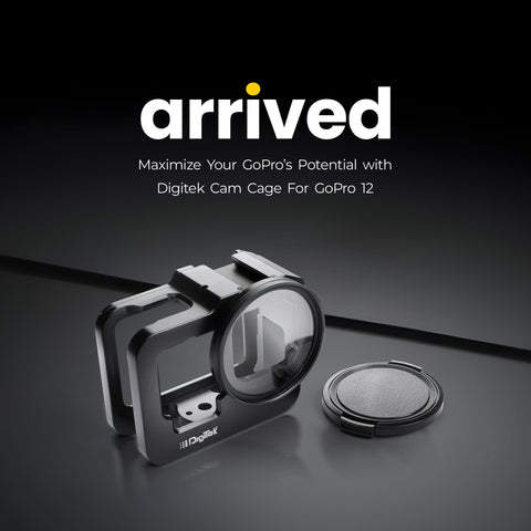 Digitek Cam Cage for GoPro 12 Camera Aluminum Form-Fitted Cage with Quick Tripod Mounting