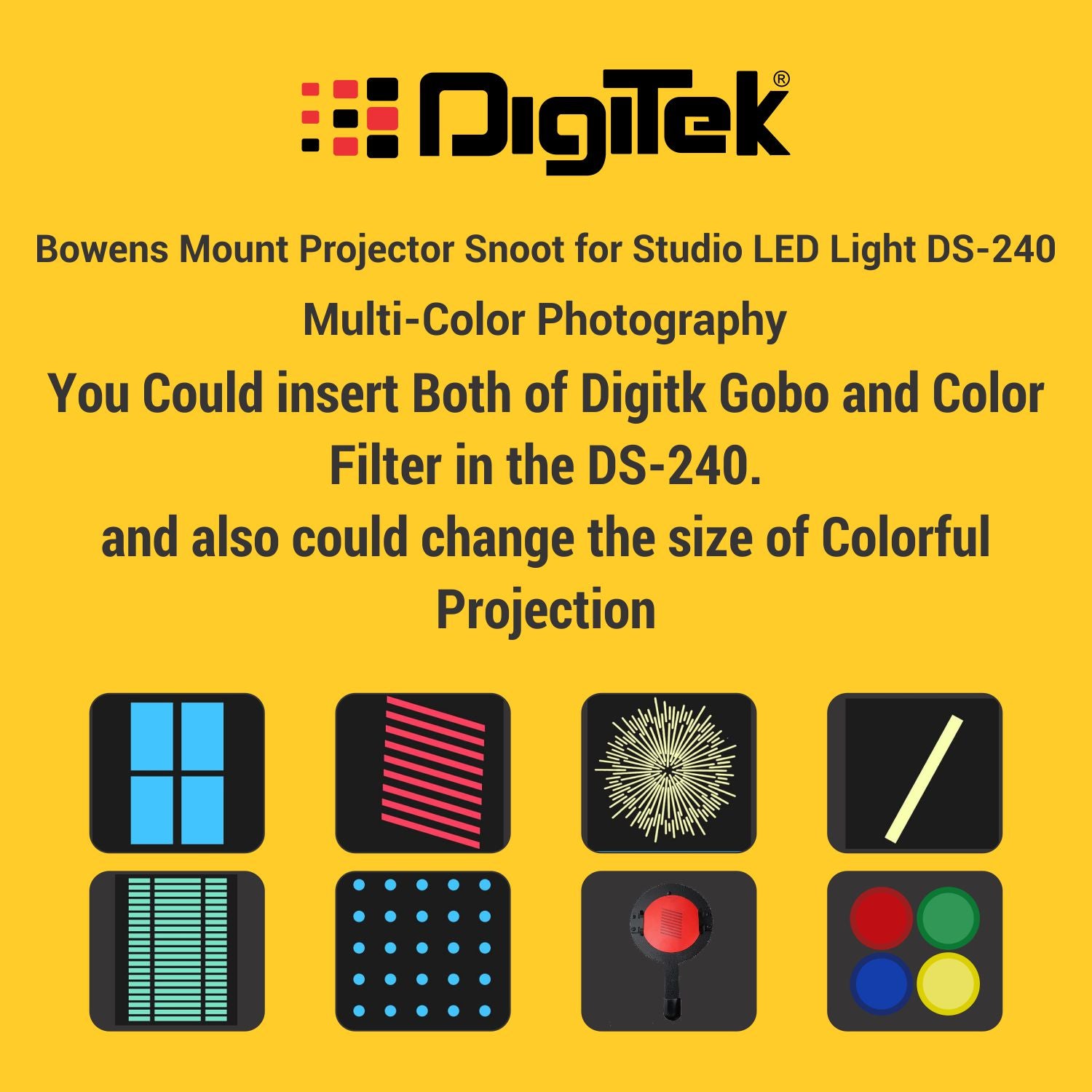 Digitek (DS 240) Bowens Mount Projector Optical Snoot for Studio LED Lights