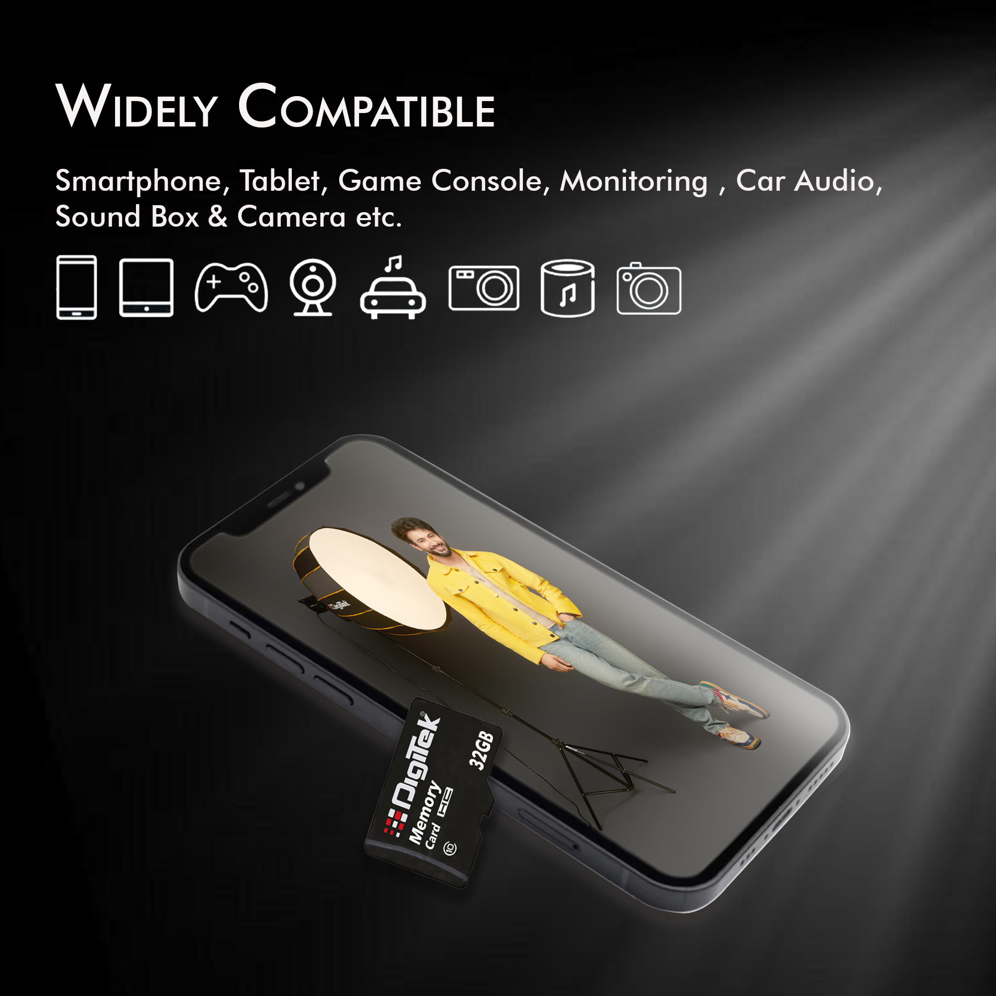 Digitek (DTF 32GB C10) Micro SDHC 32GB UHS-I Memory Card – A1, Class 10, 100MB/s Speed, Waterproof, Shockproof, X-Ray Safe, Ideal for Smartphones, Cameras, CCTV & More