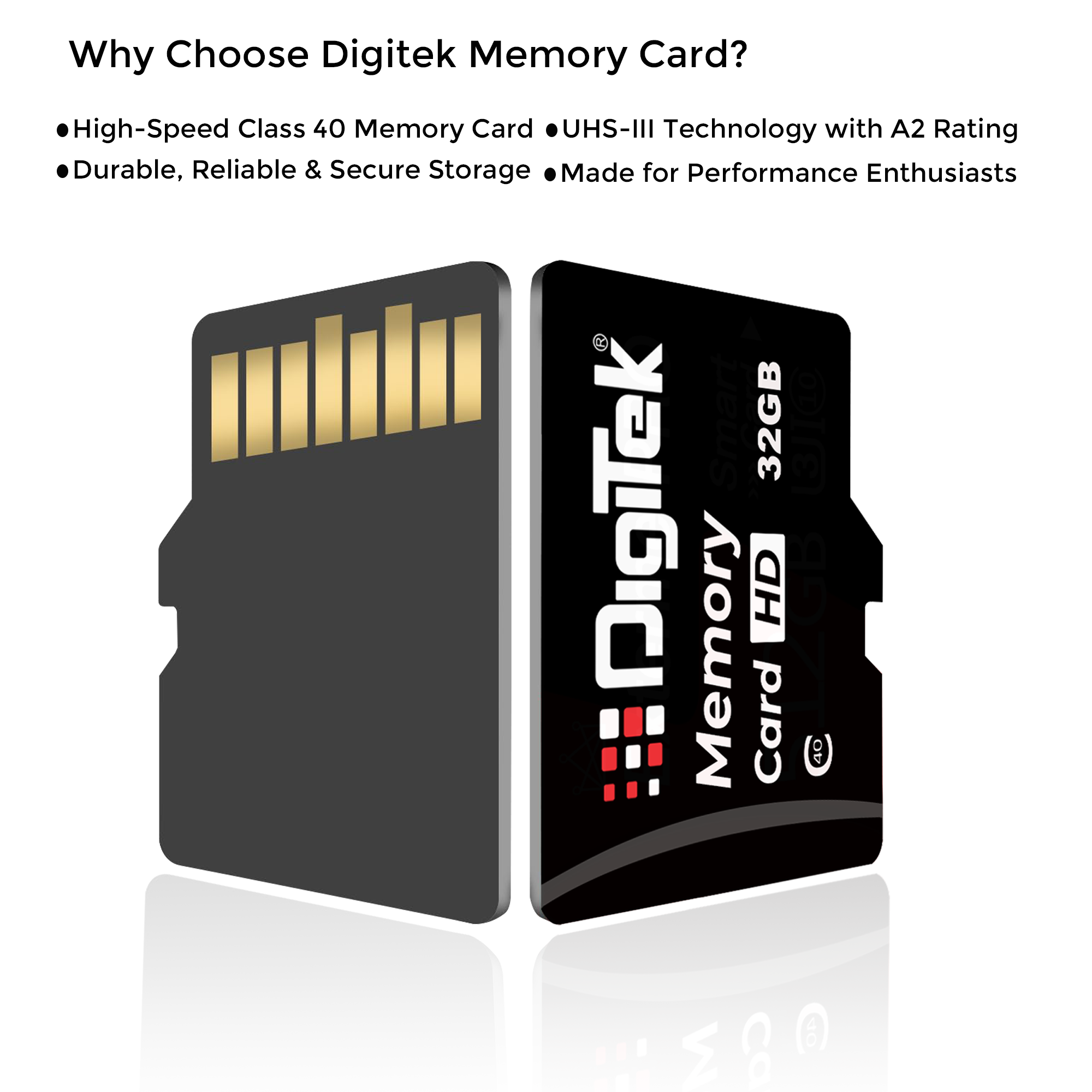 Digitek (DTF 32GB C40) High Speed 32GB Micro SDHC UHS III Memory Card – A2 Speed, 200MB/s, Waterproof & Shockproof, for 4K/8K Video, Drones, CCTV & Smartphones