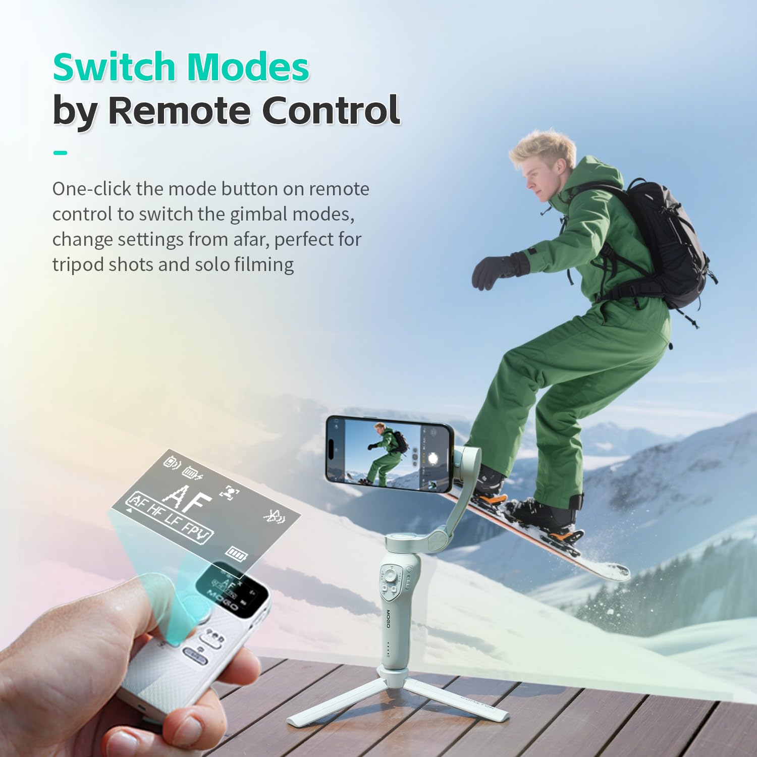 MOGO Wireless Remote Control, Free Your Hands, Professional Photography Accessory Control Pan/Tilt Movement, Switch Modes, Toggle Front/Rear Cameras and Zoom, Only Compatible with MOGO