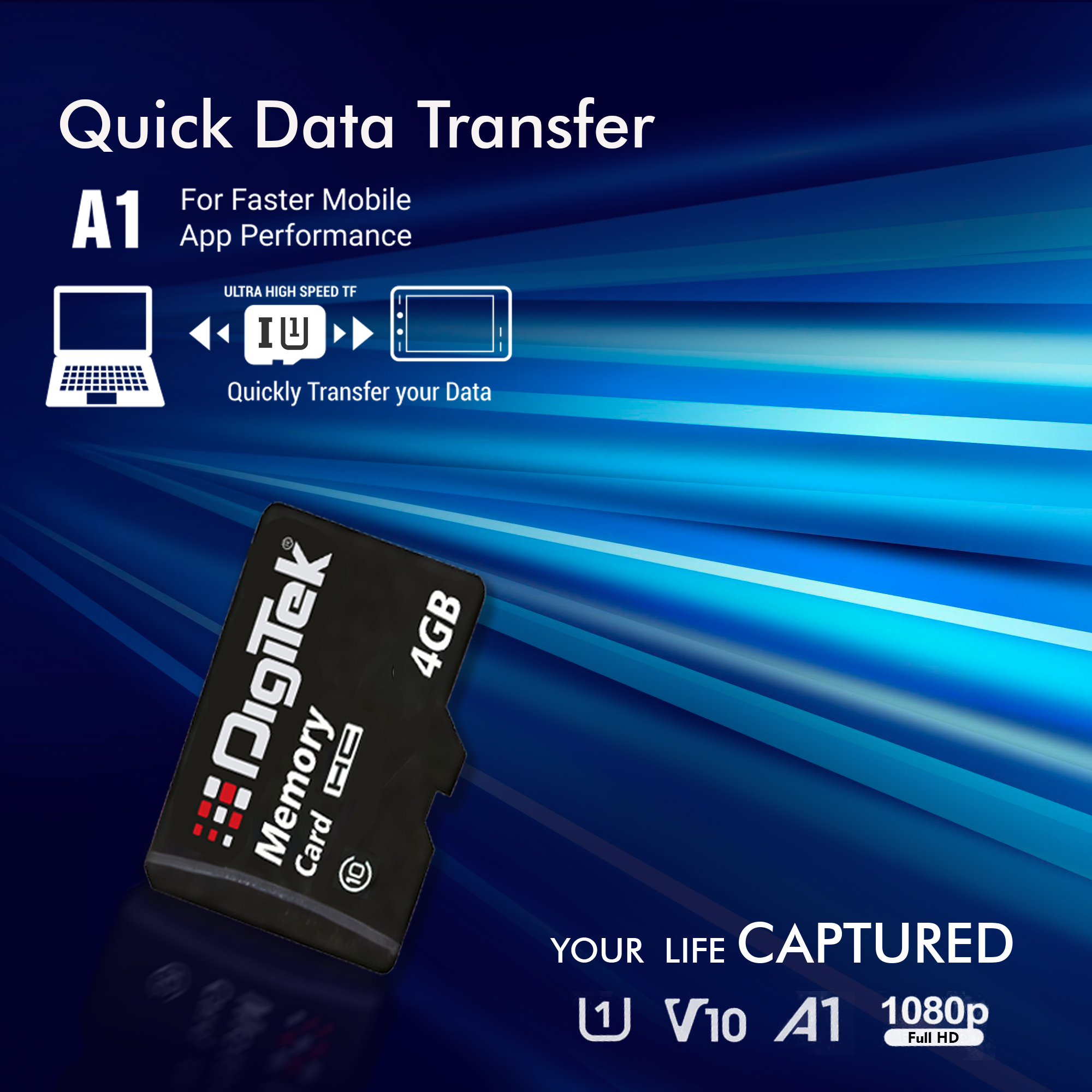 Digitek (DTF 4GB C10) High Speed Micro SDHC 4GB UHS-I Memory Card – A1, Class 10, 100MB/s Speed, Waterproof, Shockproof, X-Ray Safe, Ideal for Smartphones, Cameras, CCTV & More