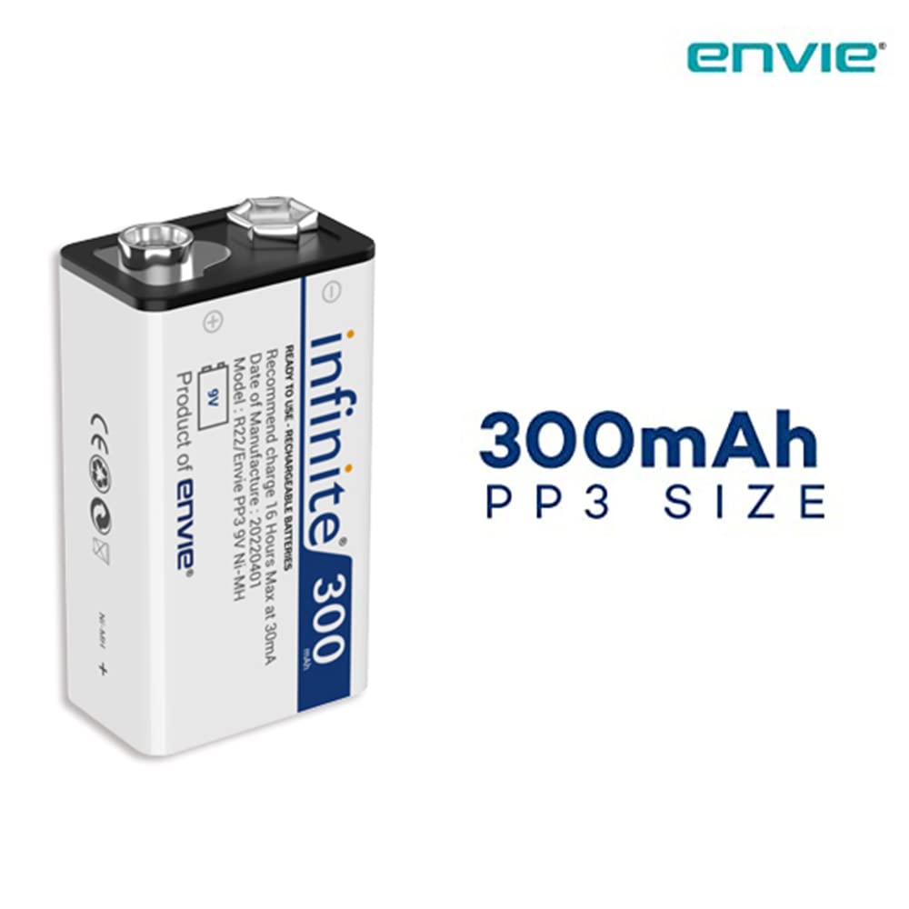 ENVIE (9v Infinite) Ni-Mh 300mAh Capacity Ready to Use Rechargeable Battery