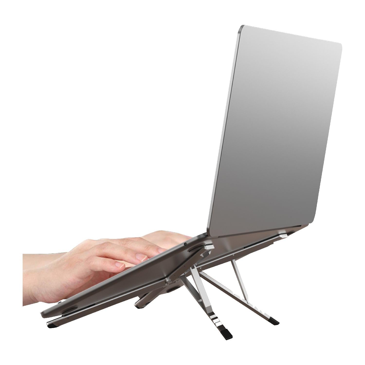 Digitek DPLS 001 Portable Laptop & Tablet Stand Max. 5KG Support, Light Weight & Foldable Compact Palm Size with Six Levels of Angle Adjustment Compatible with MacBook, Laptop, Tablet - Digitek