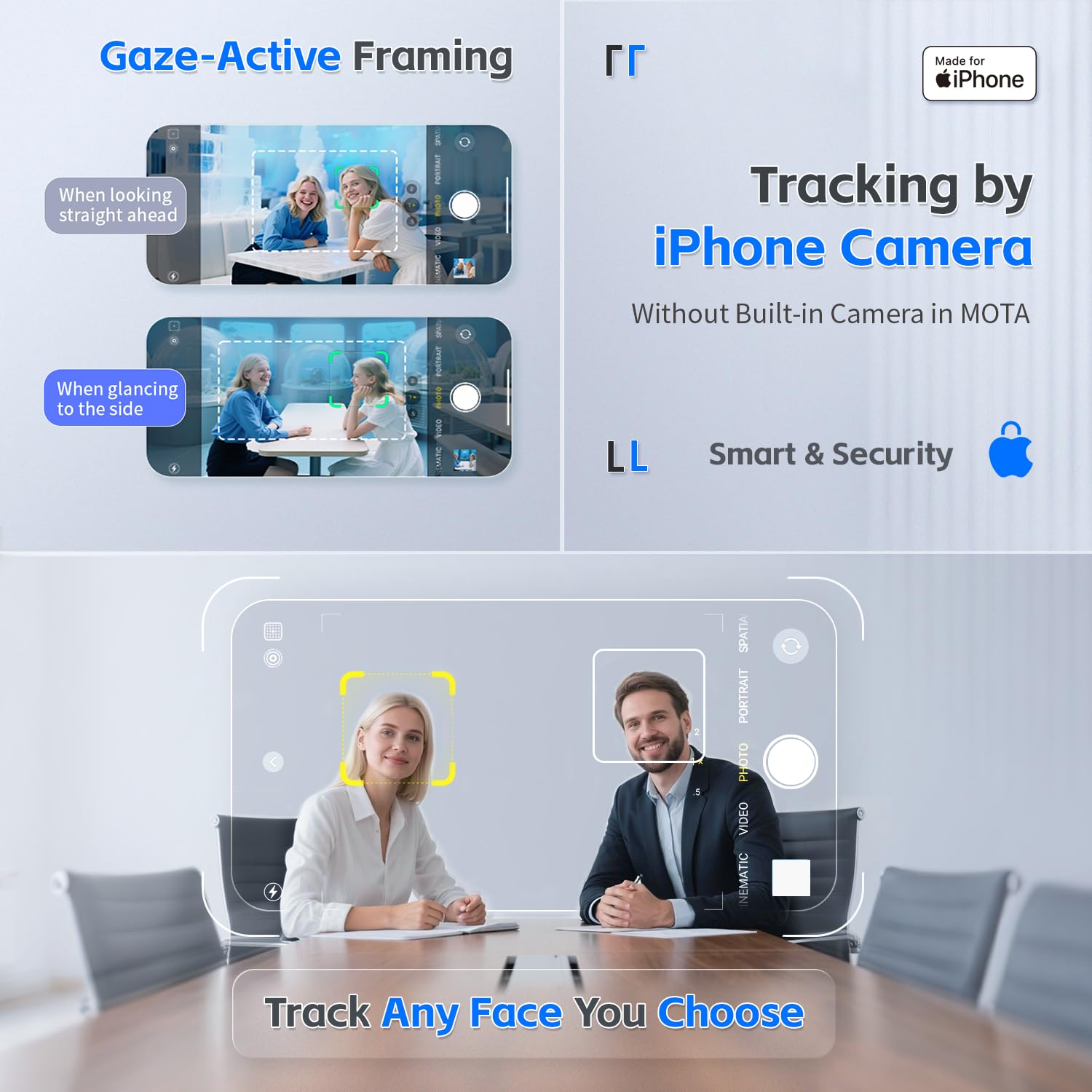 MOTA Gimbal Stabilizer Only for iPhone, [Apple MFi Certified] iPhone Stand for Video Recording with Megnetic Holder for Desk, 360 Degree Auto Tracking Gimbal for Vlog, YouTube and Tiktok