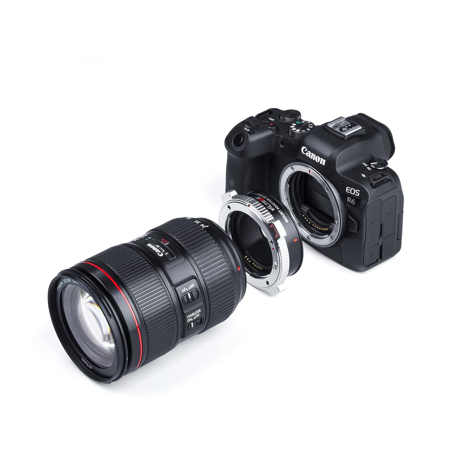 EF-EOS R Pro Auto Focus Lens Mount Adapter with Security Lock Compatible with Canon EF/EF-S Lens to RF Mount Camera EOS R R5 R5C R6 RP C70 Red Komod,Idea for Large Lens