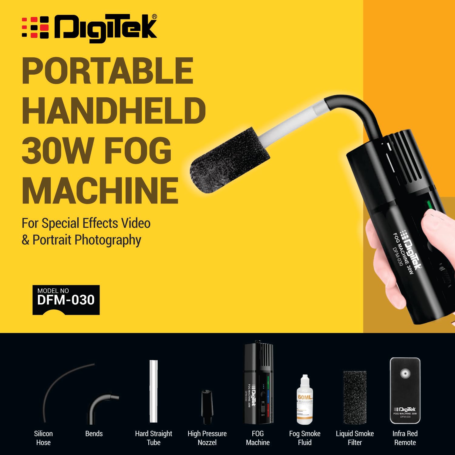 Digitek (DFM-030) Handheld Fog Machine with Remote Control enhance your Cinematography Atmosphere & bring your Halloween, Christmas Party, Wedding events to life