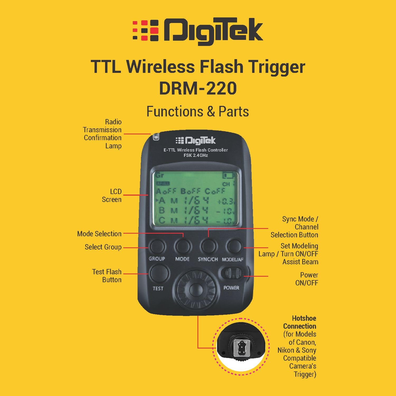 Digitek (DRM-220 )TTL Wireless Flash Trigger Compatible with Most of The Camera Brand