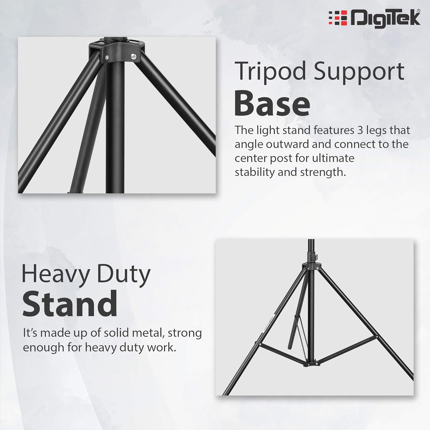 DIGITEK® (DLS-014 FTK) Lightweight & Portable 426 cm Aluminum Alloy Light Stand for Photography & Video Shooting | Ring Light | Reflector | Flash Units | Light Lamps | Diffuser | Portrait | Softbox | Studio Lighting | 2 Set of Stands |Carry Bag Included