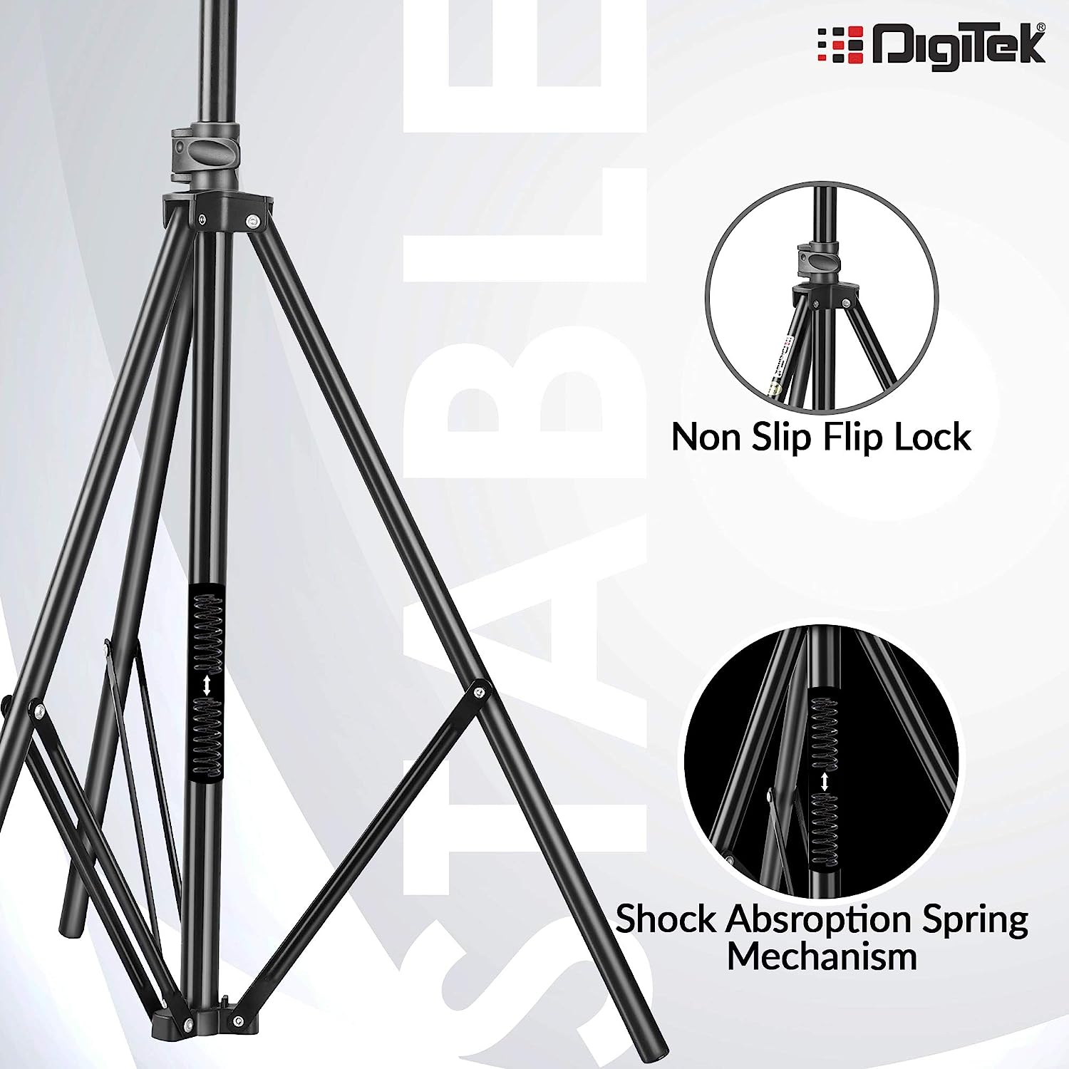 Digitek (DLS-9FT) Lightweight & Portable Aluminum Alloy Light Stand for Ring Light, Reflector, Flash Units, Diffuser, Portrait, Softbox, Studio Lighting & More Ideal for Outdoor & Indoor Shoots