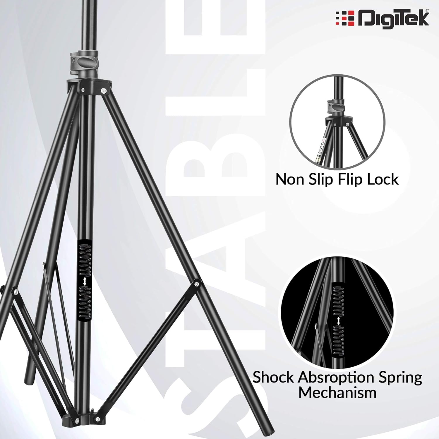 DIGITEK® (DLS-014 FTK) Lightweight & Portable 426 cm Aluminum Alloy Light Stand for Photography & Video Shooting | Ring Light | Reflector | Flash Units | Light Lamps | Diffuser | Portrait | Softbox | Studio Lighting | 2 Set of Stands |Carry Bag Included