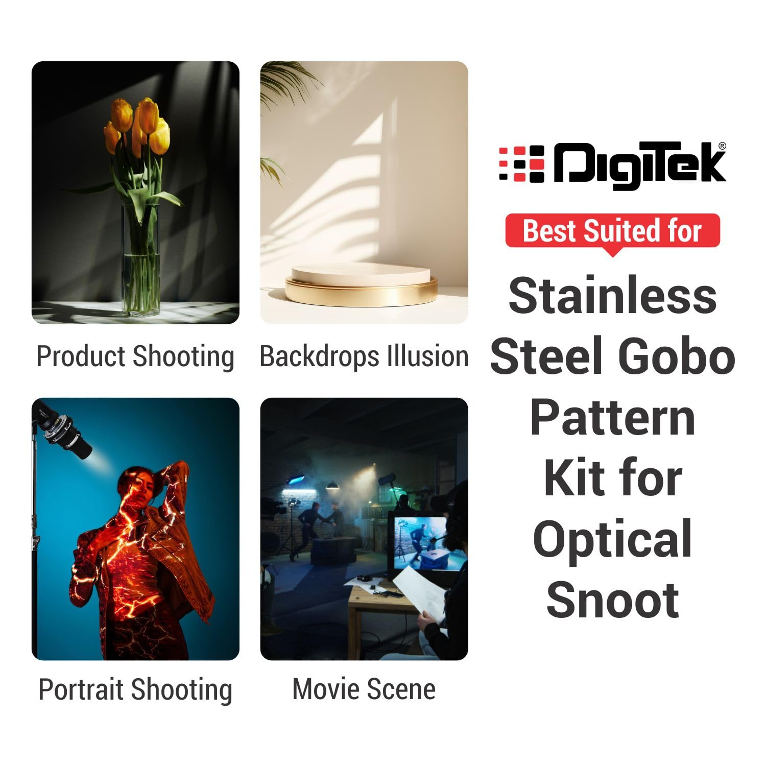 Digitek (DGS 001)Stainless Steel GOBO Pattern Kit with 8 Creative Pattern Effect for Optical Snoot - Digitek