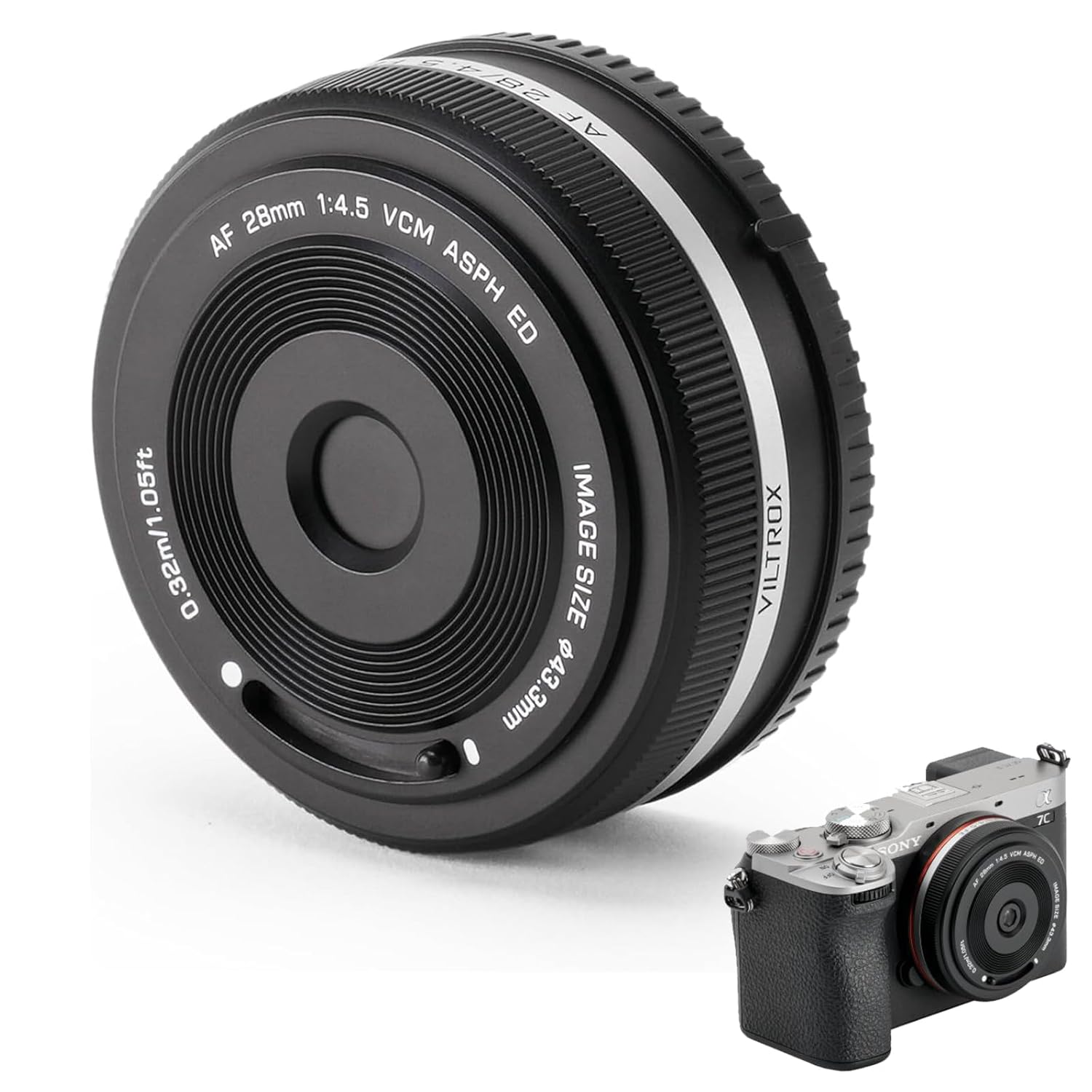 VILTROX 28mm F4.5 Pancake Lens for Sony E, 28mm f/4.5 FE Chips-Size Full Frame Len Auto Focus Camera Lenses Prime Wide Angle Lens for Sony e Mount a7cr a7cii a7c a6700 zv-e100 a6600 a6400 a7iv a7iii