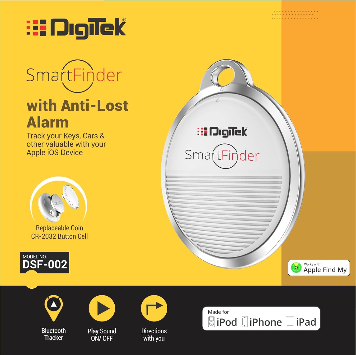 Digitek SmartFinder (DSF 002) Wireless Bluetooth Anti-Lost Anti-Theft Alarm Device Tracker Work with iOS Devices.