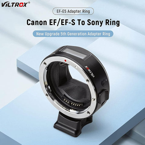 VILTROX Brand Auto Focus EF-E5 Mount Adapter for Canon-EF/EF-S Lenses On Sony-E-Mount Series Cameras, Black - Digitek