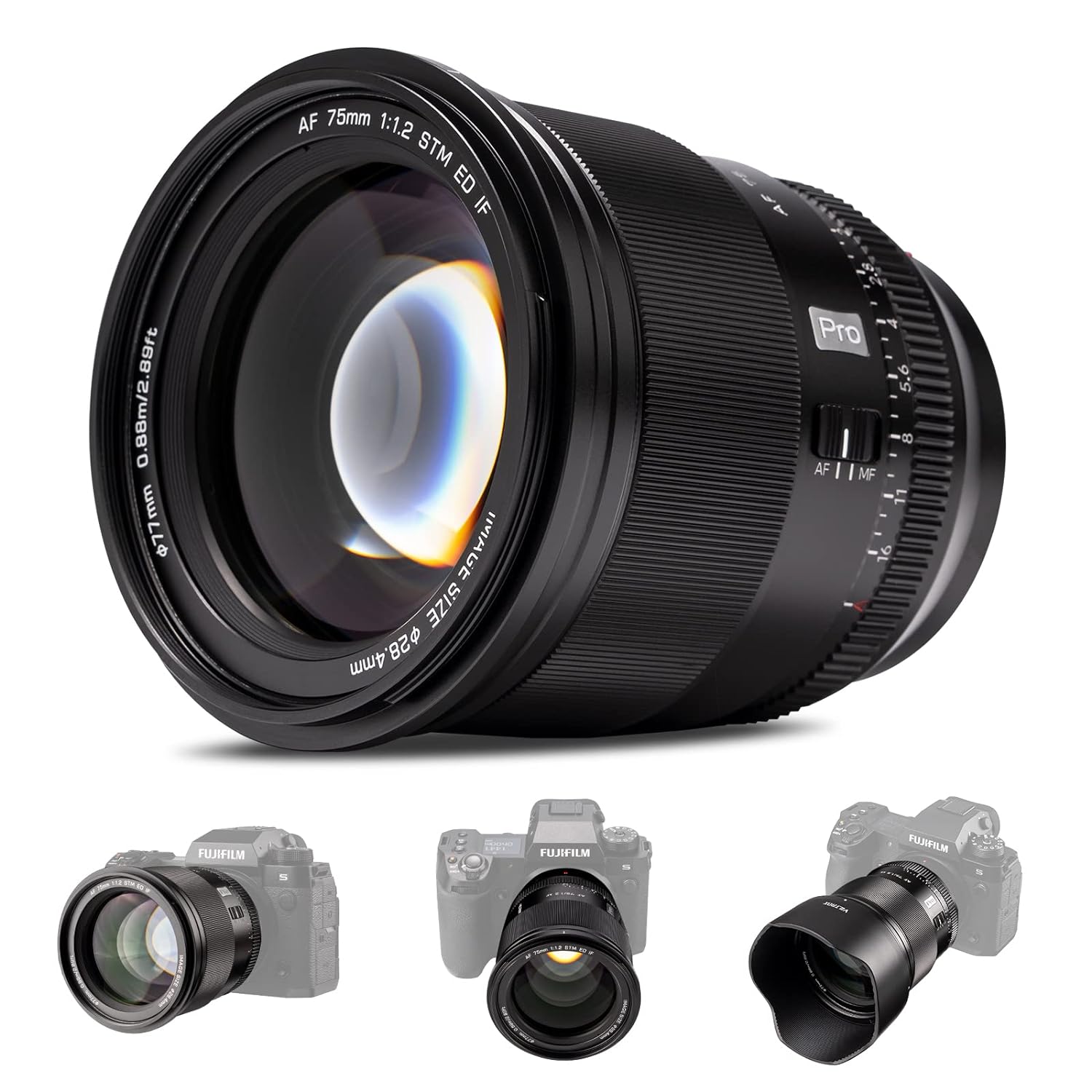 Viltrox 75mm F1.2 Pro Level Autofocus Lens, Compatible with Fuji X-Mount Mirrorless Cameras X-A7 X-E2S X-E3 X-E4 X-H1 X-H2 X-H2S X-Pro2 X-Pro3 X-S10 X-T1 X-T1 IR X-T10 X T100 X-T2 X-T20 X-T200 X-T3 - Digitek