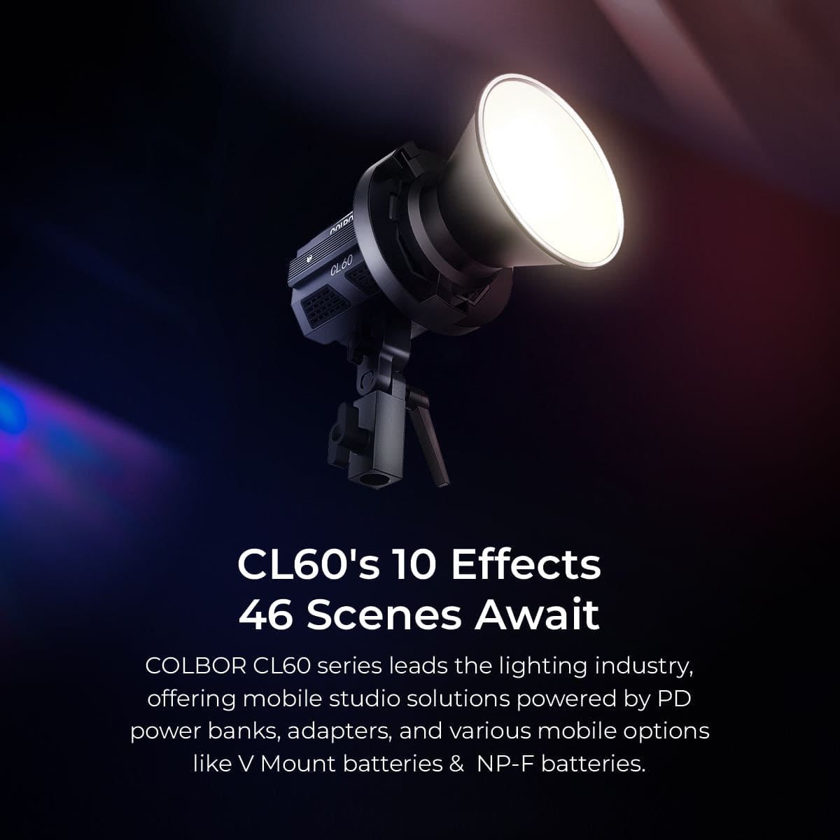 COLBOR CL60 COB Video Light,Power 65W,2700K to 6500K,CRI 97+,Only 550g,Support APP Control - Digitek