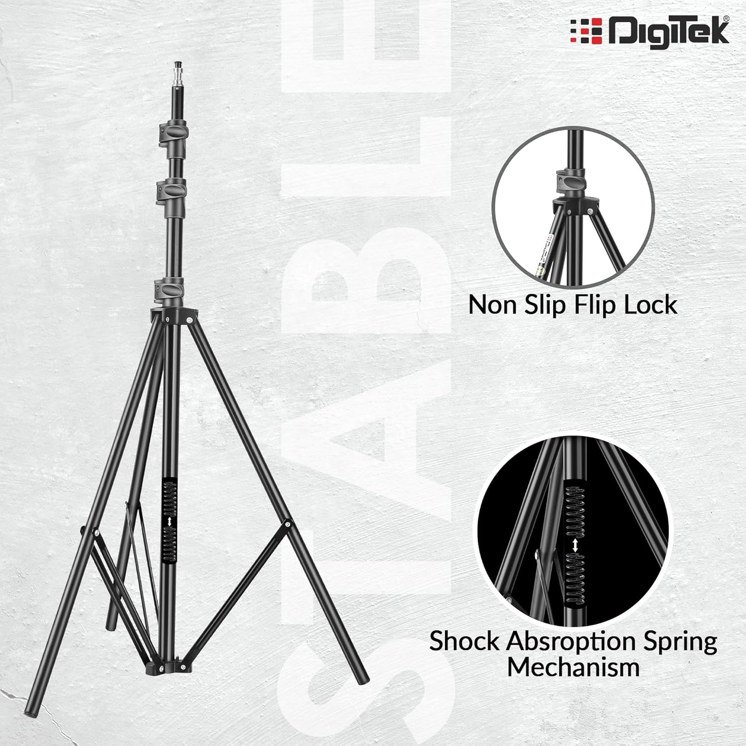 DIGITEK® (DLS-014FT) Lightweight & Portable Aluminum Alloy Light Stand for Ring Light, Reflector, Flash Units, Diffuser, Portrait, Softbox, Studio Lighting & More Ideal for Outdoor & Indoor Shoots