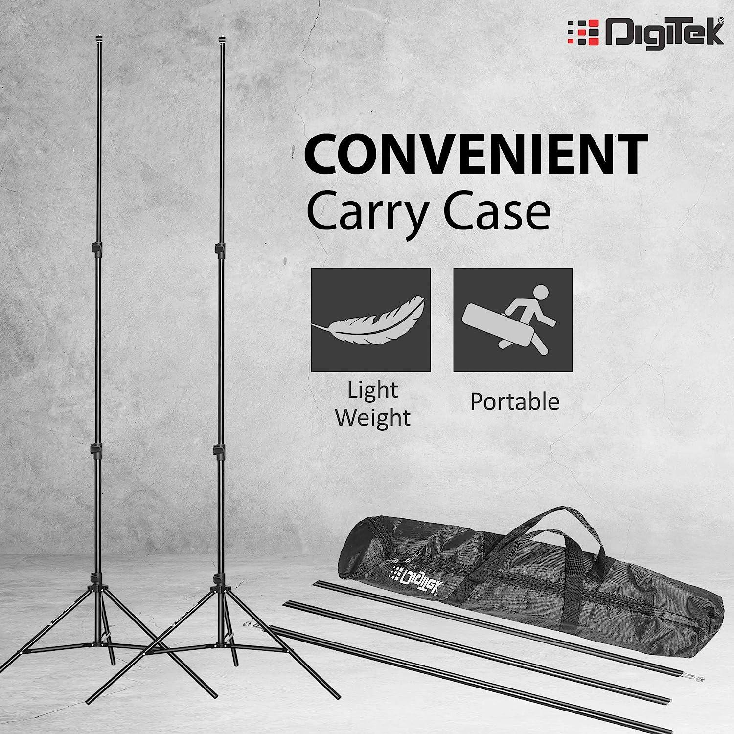 Digitek (DBSK-009FT) Studio Background Stand Kit for Backdrop Photography and Videography, Portable and Foldable Stand Kit with Bag - Digitek