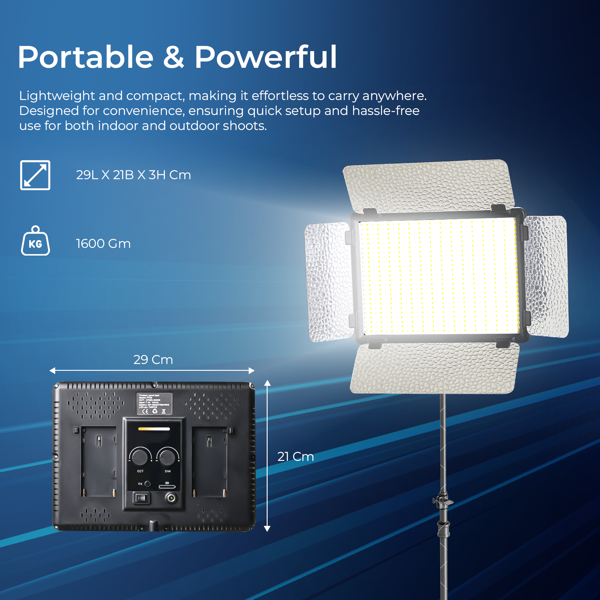 Digitek (LED D1120) Professional Portable Led Video Light Panel, Sleek and Easy to Carry Ideal for Wedding Shoot & Outdoor Shoot & More