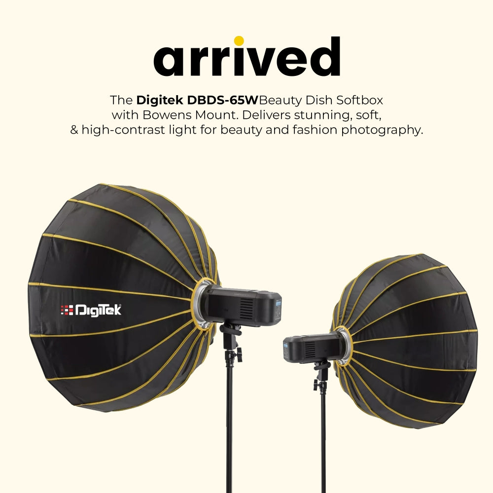 Digitek DBDS-65W 65cm Beauty Dish Softbox (White), Collapsible, Transportable, Lightweight Bowen Mount for Photography & Studio Lighting with Removable Diffuser