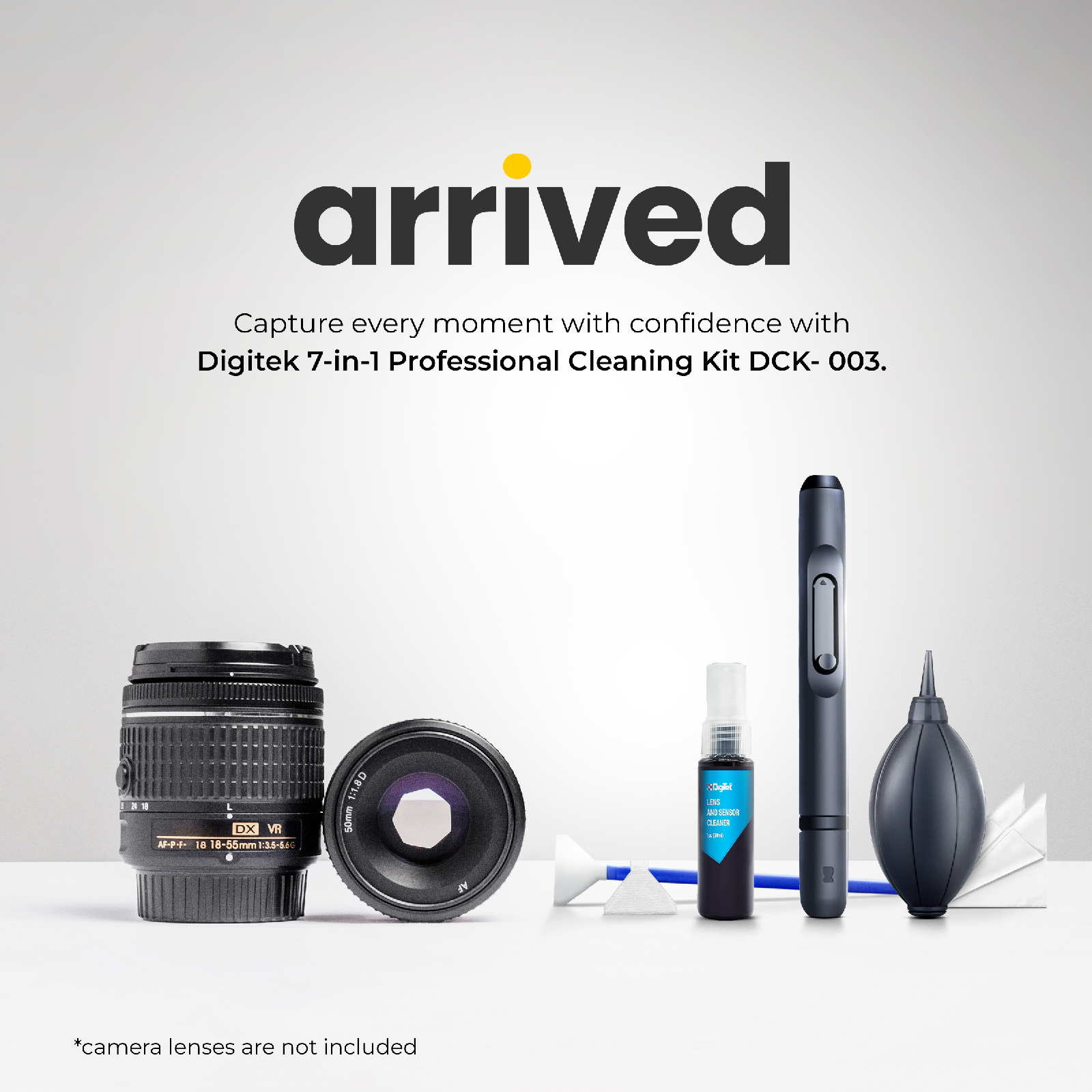 Digitek (DCK-004) Professional 8-in-1 Camera Cleaning Travel Kit, Ideal for Cleaning Lenses, Cameras, Filters, Displays - Digitek