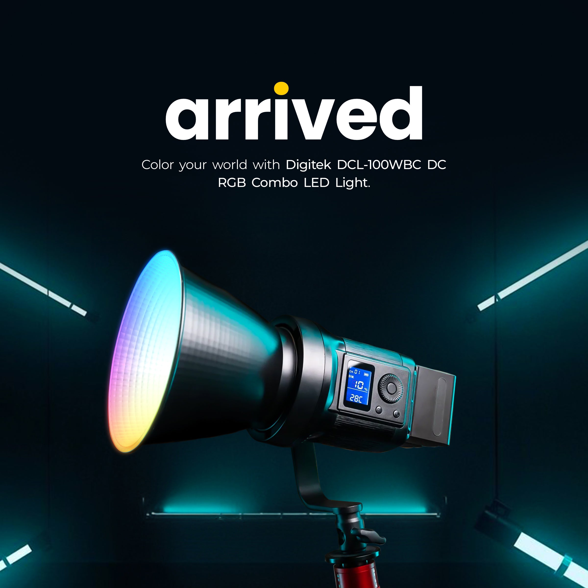 Digitek (DCL-100WBC DC RGB Combo) Light with 18 CM Reflector with AC/DC Support, a Unique Modern Meticulous design for Photographers aesthetic idea. Suitable for all kinds of Professional Photography