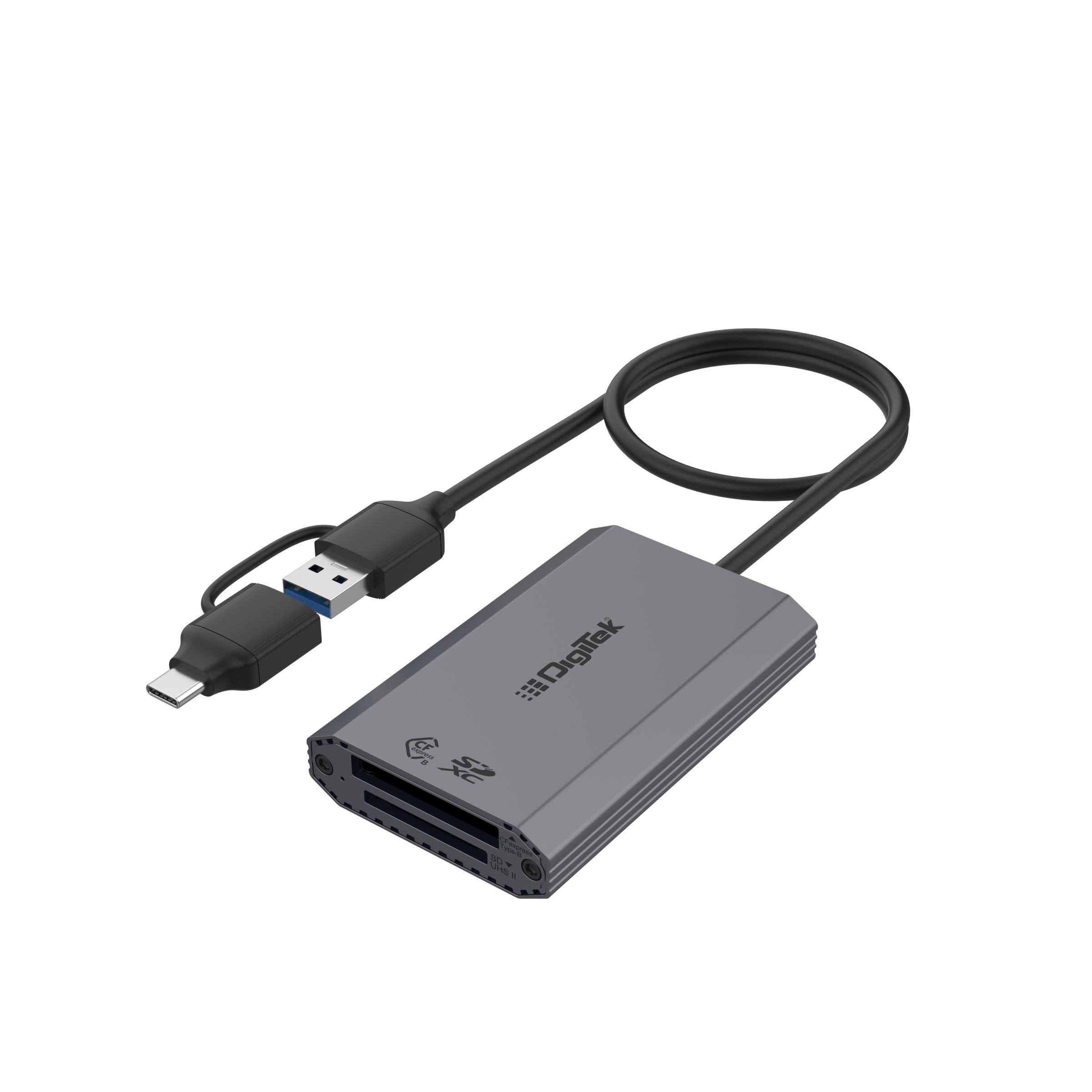 Digitek DCR-102 CFB 2-in-2 CF Express Type B & SDXC, USB 3.2 Card Reader - Digitek