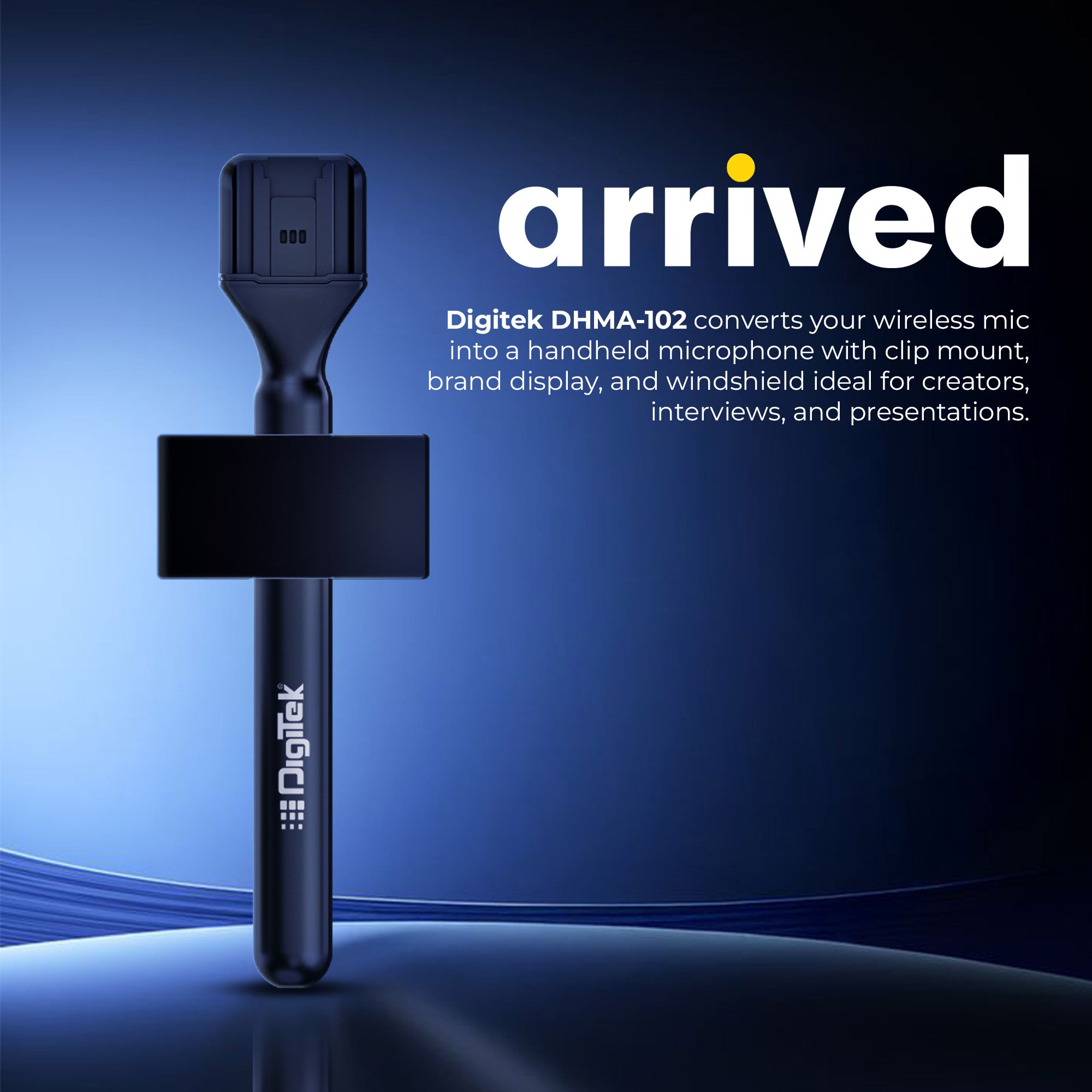 Digitek (DHMA-102) Handheld Interview Mic Adapter with Brand Display Plate and Foam Windshield to Reduce Wind Noise, Compatible with DWM 101 and Other Wireless GO Trensmitter