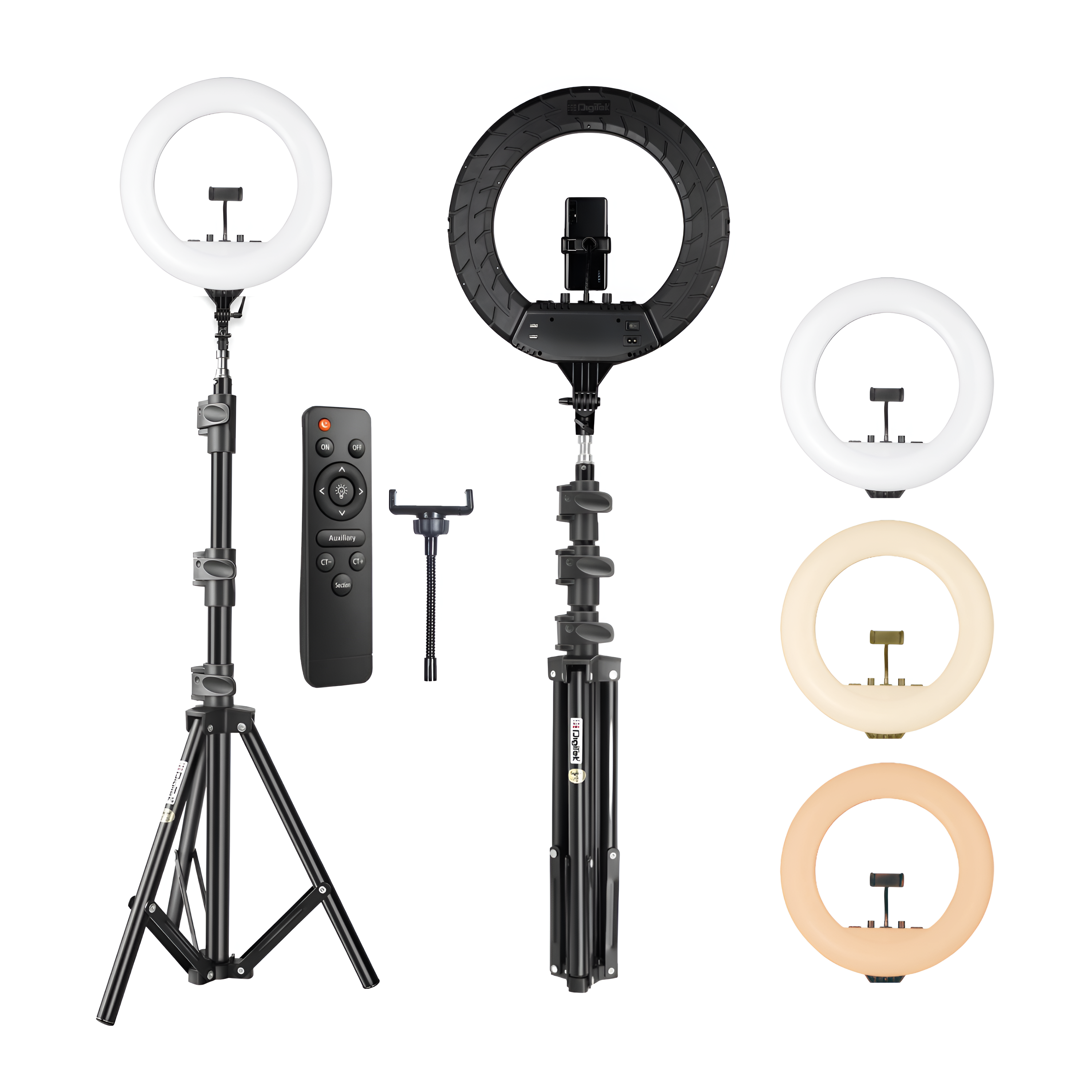 Digitek (DRL18RT C9) Professional 46cm LED Ring Light with Remote & 250cm Light Stand, Runs on AC Power with No Shadow apertures, Ideal use for Makeup, Video Shoot, Fashion Photography & Many More