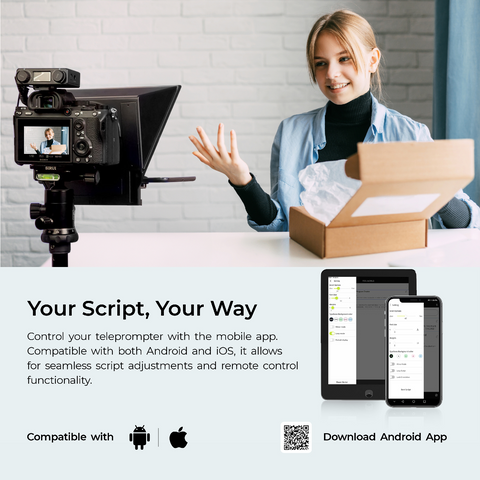 Digitek (DTP-008) 8” Digitek Teleprompter for Smartphone & DSLR Supports w/Remote Control, APP Compatible with iOS & Android System for Video Creator