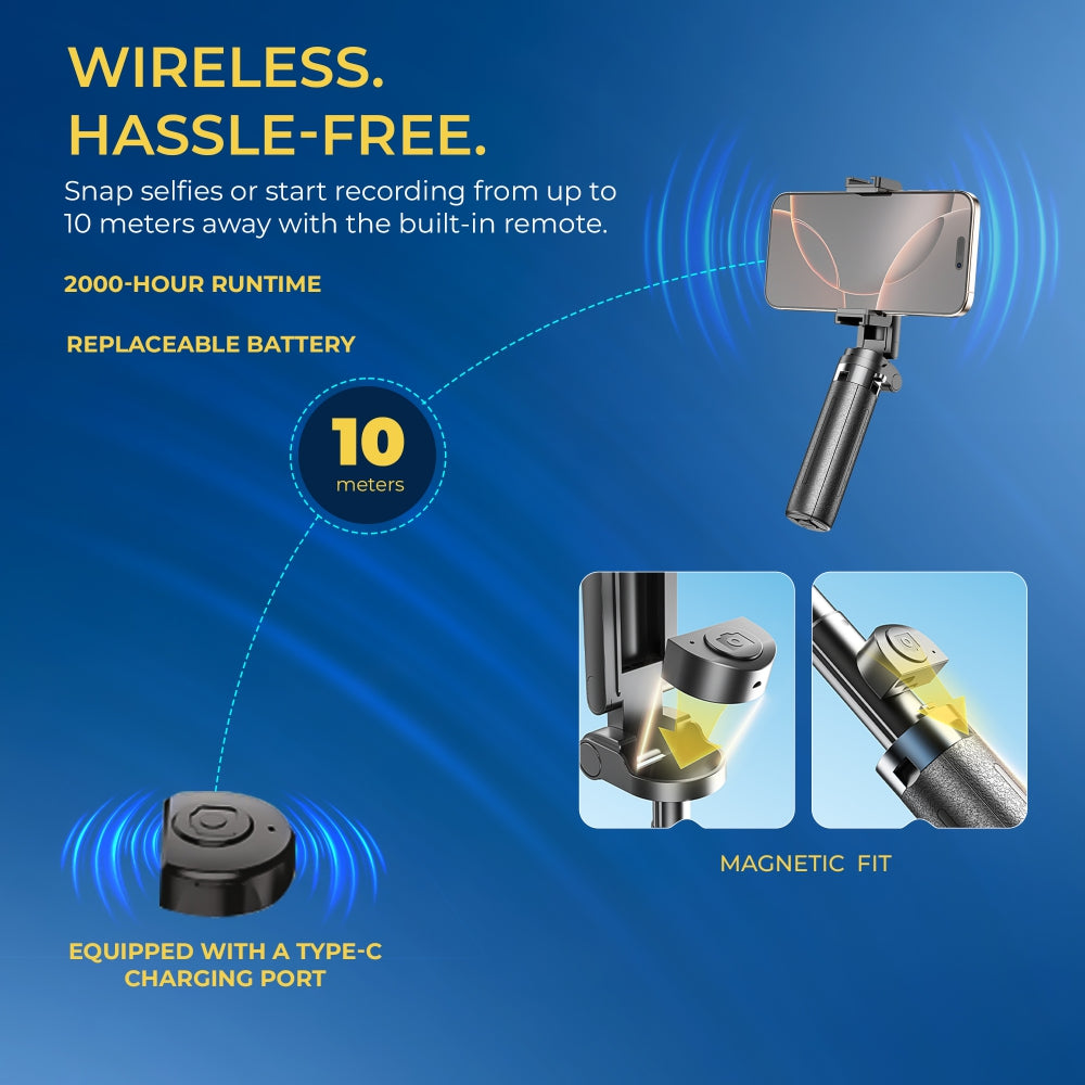 DIGITEK TRIPOD DTR 460 SS, EXTENDABLE SELFIE STICK TRIPOD WITH WIRELESS REMOTE