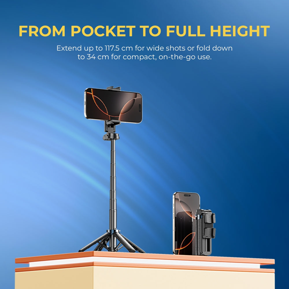 DIGITEK TRIPOD DTR 460 SS, EXTENDABLE SELFIE STICK TRIPOD WITH WIRELESS REMOTE