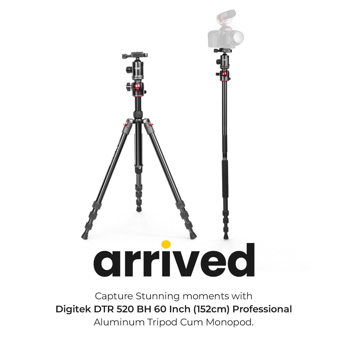 Digitek (DTR 520 BH) (60 Inch) (152cm) Professional Aluminum Tripod Cum Monopod with Swivel Pan Head, for DSLR Camera | Maximum Operating Height: 4.95 Feet | Maximum Load Upto: 7kgs (Black) - Digitek