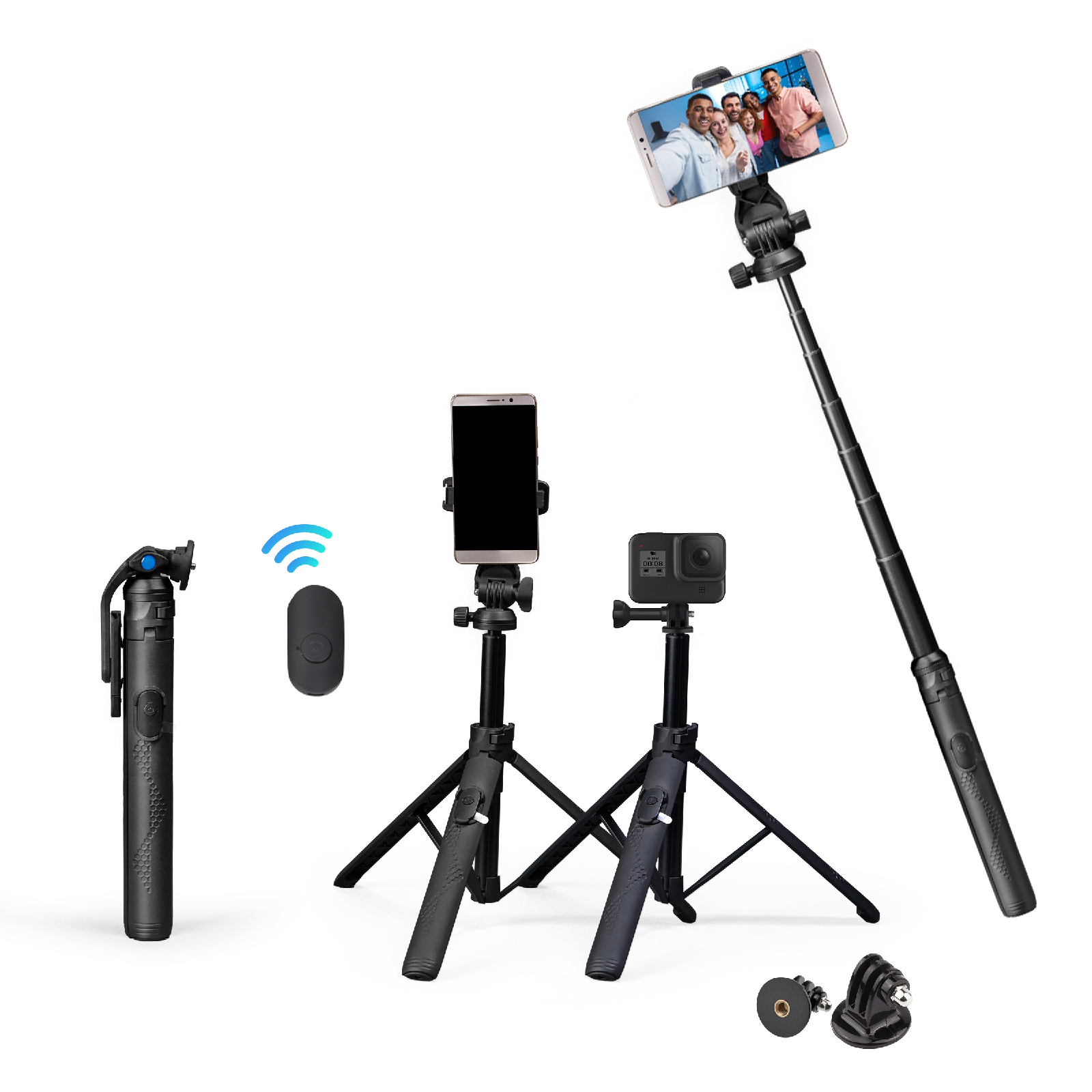 Digitek (DTR-525 SS) Portable Tripod Selfie Stick with Wireless Remote & amp; 3 Legs Tripod Base Click to open expanded view Digitek DTR-525 SS Portable Tripod Selfie Stick with Wireless Remmote & 3 Legs Tripod Base - Digitek