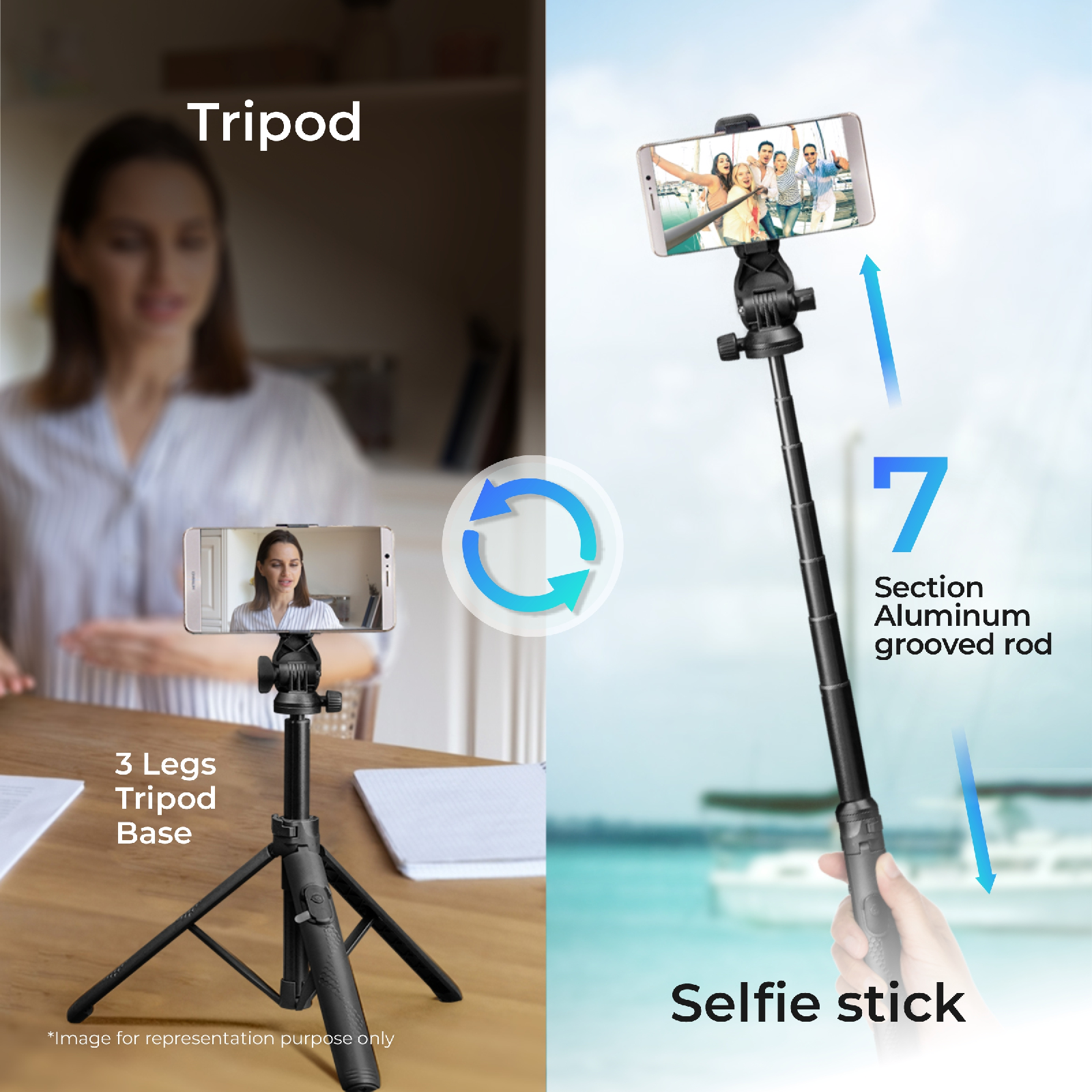 Digitek (DTR-525 SS) Portable Tripod Selfie Stick with Wireless Remote & amp; 3 Legs Tripod Base Click to open expanded view Digitek DTR-525 SS Portable Tripod Selfie Stick with Wireless Remmote & 3 Legs Tripod Base - Digitek