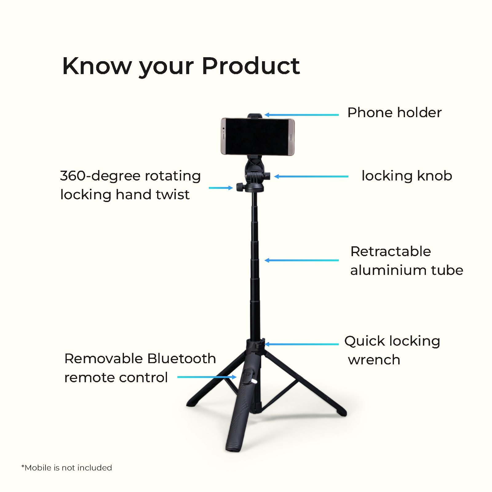 Digitek (DTR-525 SS) Portable Tripod Selfie Stick with Wireless Remote & amp; 3 Legs Tripod Base Click to open expanded view Digitek DTR-525 SS Portable Tripod Selfie Stick with Wireless Remmote & 3 Legs Tripod Base - Digitek