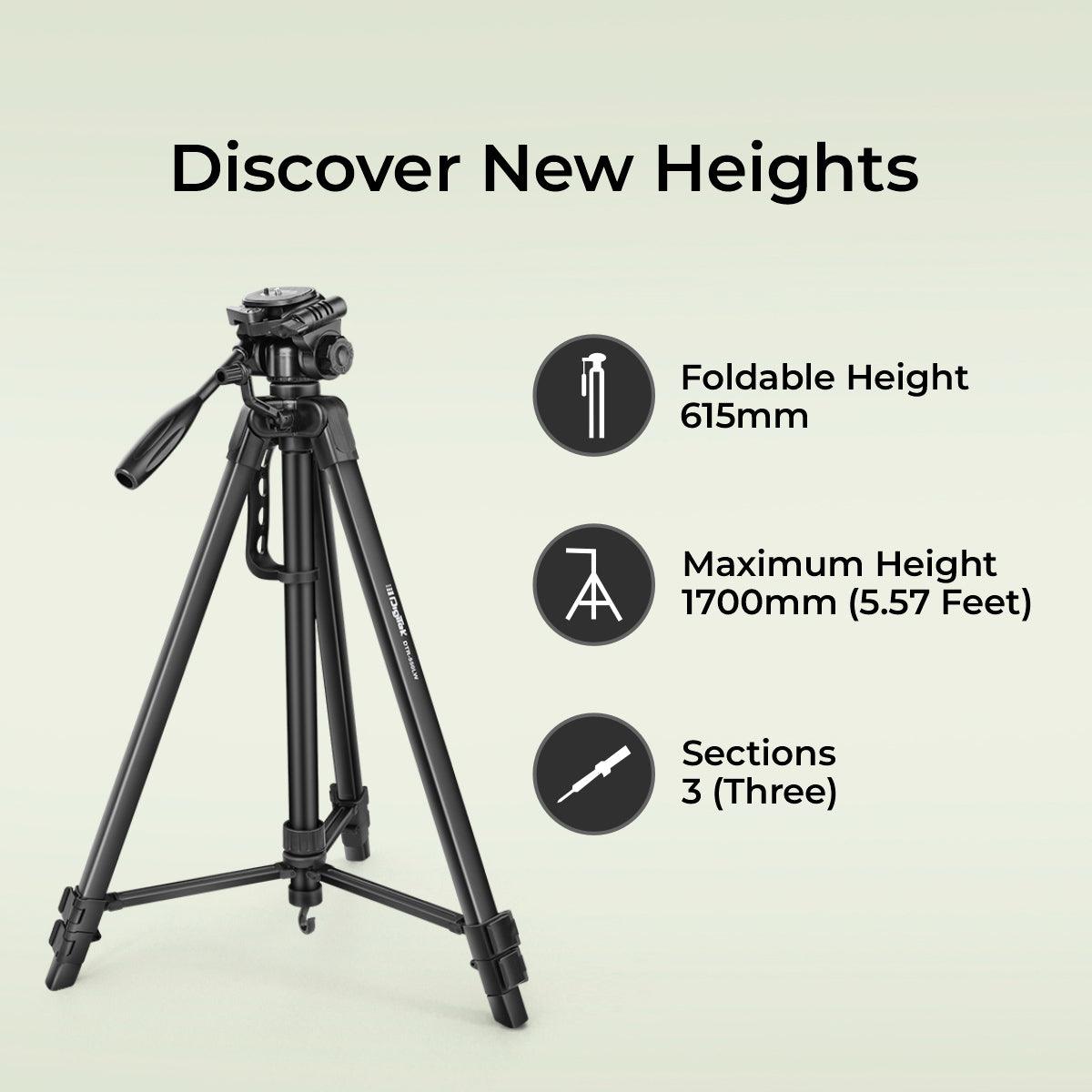 Digitek (DTR-550 LW) (67 Inch) Tripod For DSLR, Camera with Operating Height: 5.57 Feet - Digitek