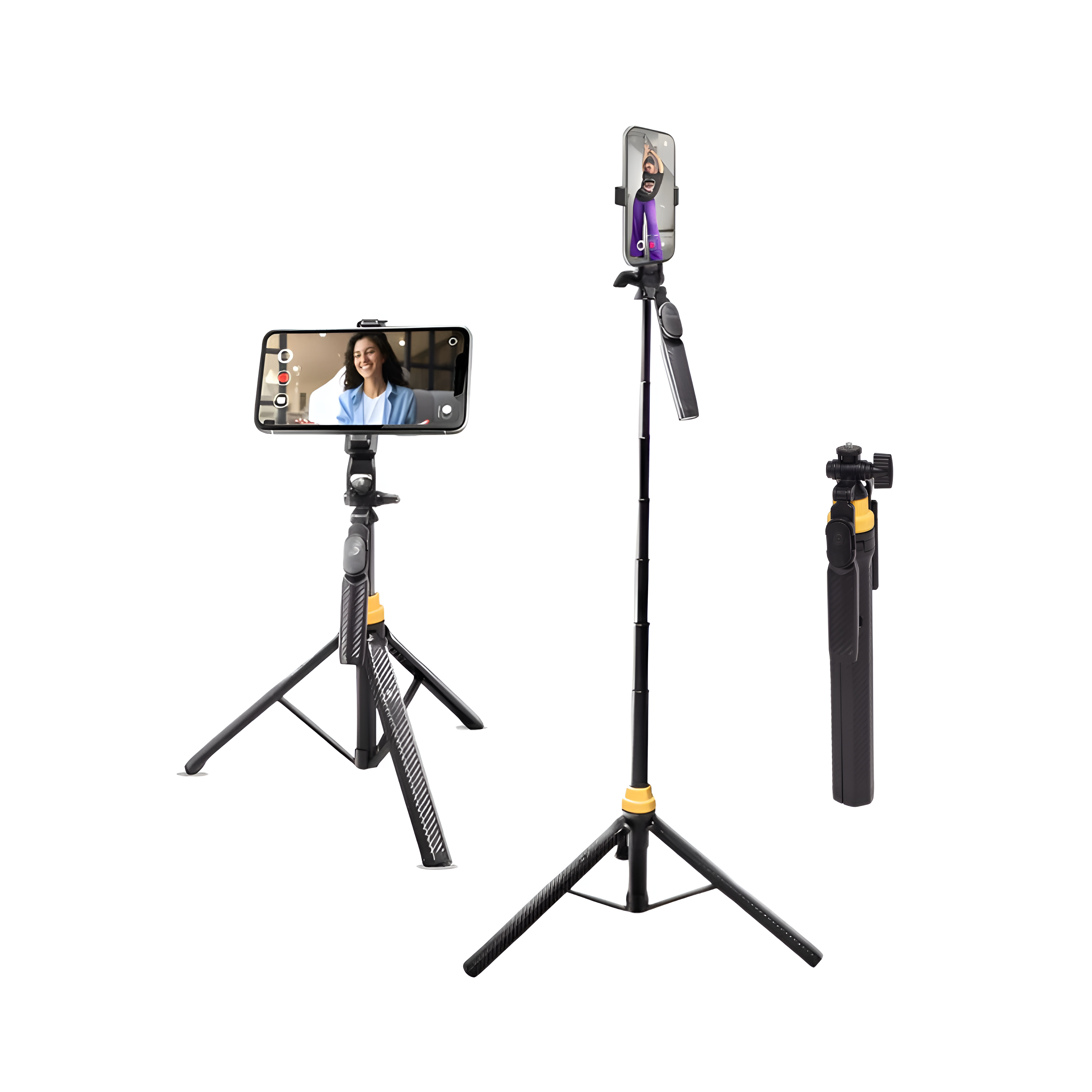 DIGITEK (DTR-555 SS) Foldable Tripod Selfie Stick for Smartphone & Action Cameras with 5.57ft Height, 360° Rotation & 3-Leg Base, 10m Wireless Remote, 7 Section Adjustable, For Android/iPhone & Gopro