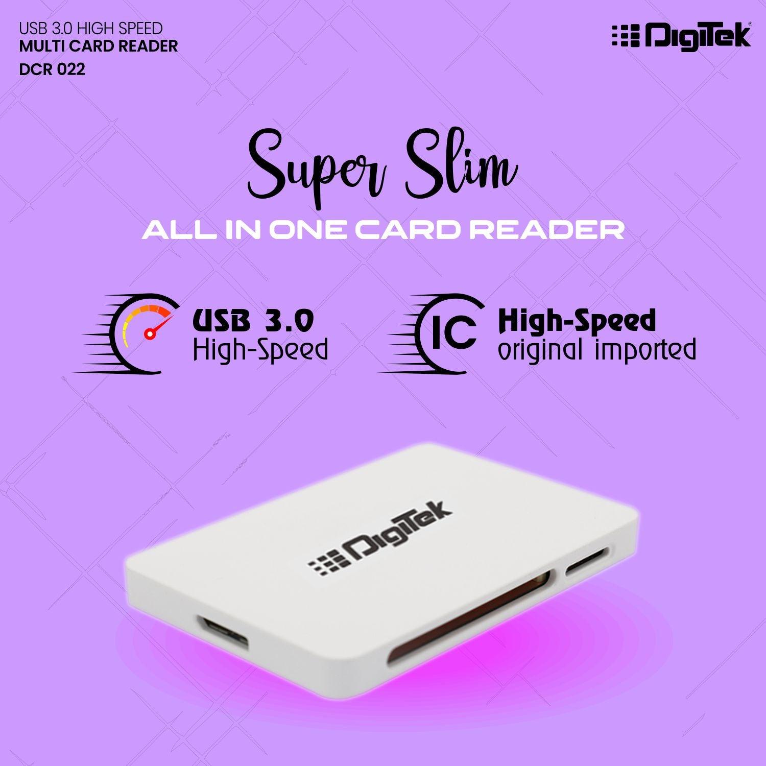 Digitek (DCR 022) USB 3.0 High Speed Card Reader | White - Digitek